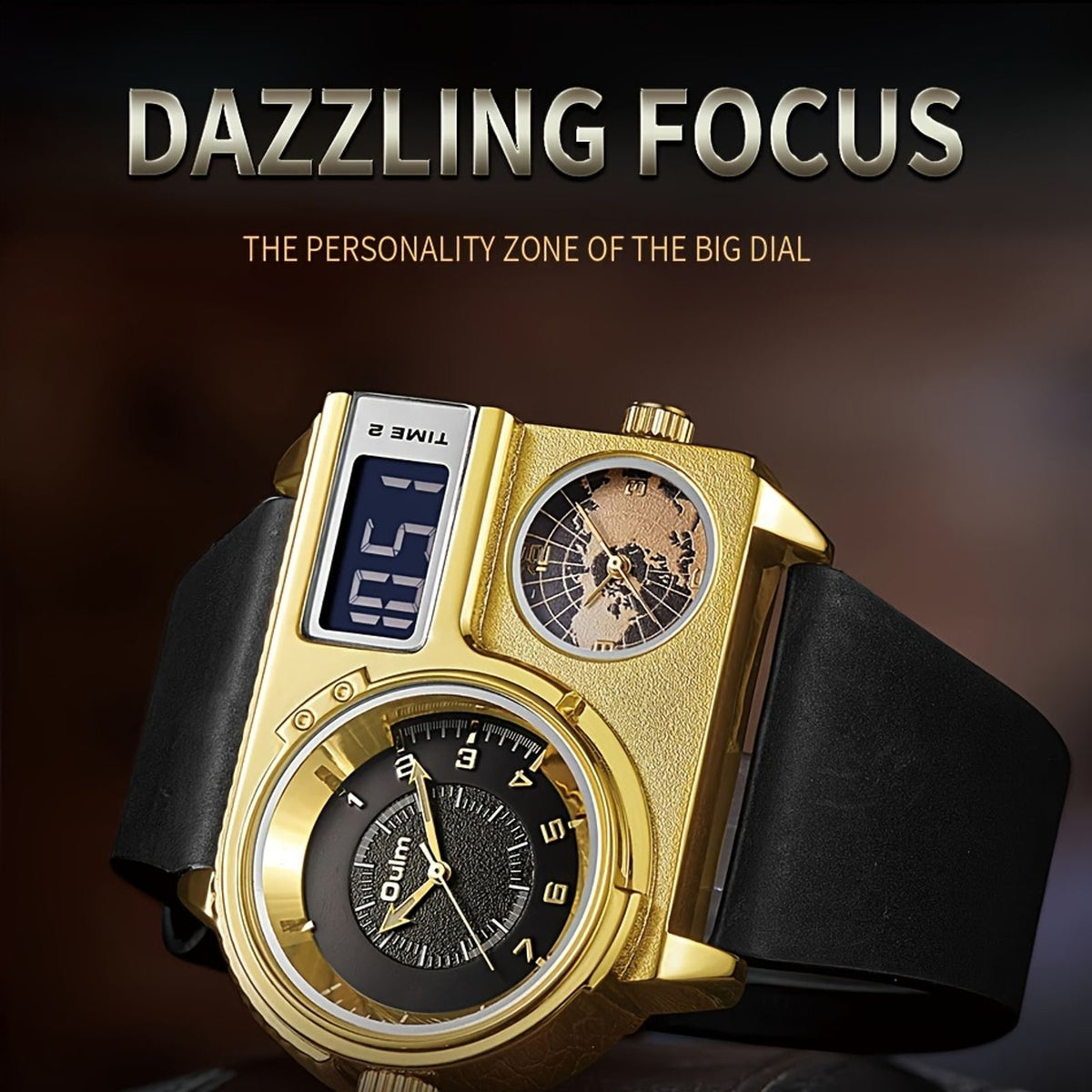 mens watch large dial quartz movement image 4