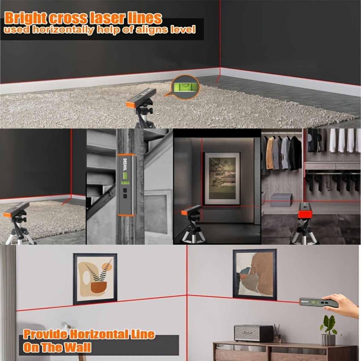 portable magnetic laser level multi purpose 15ft cross level image 10
