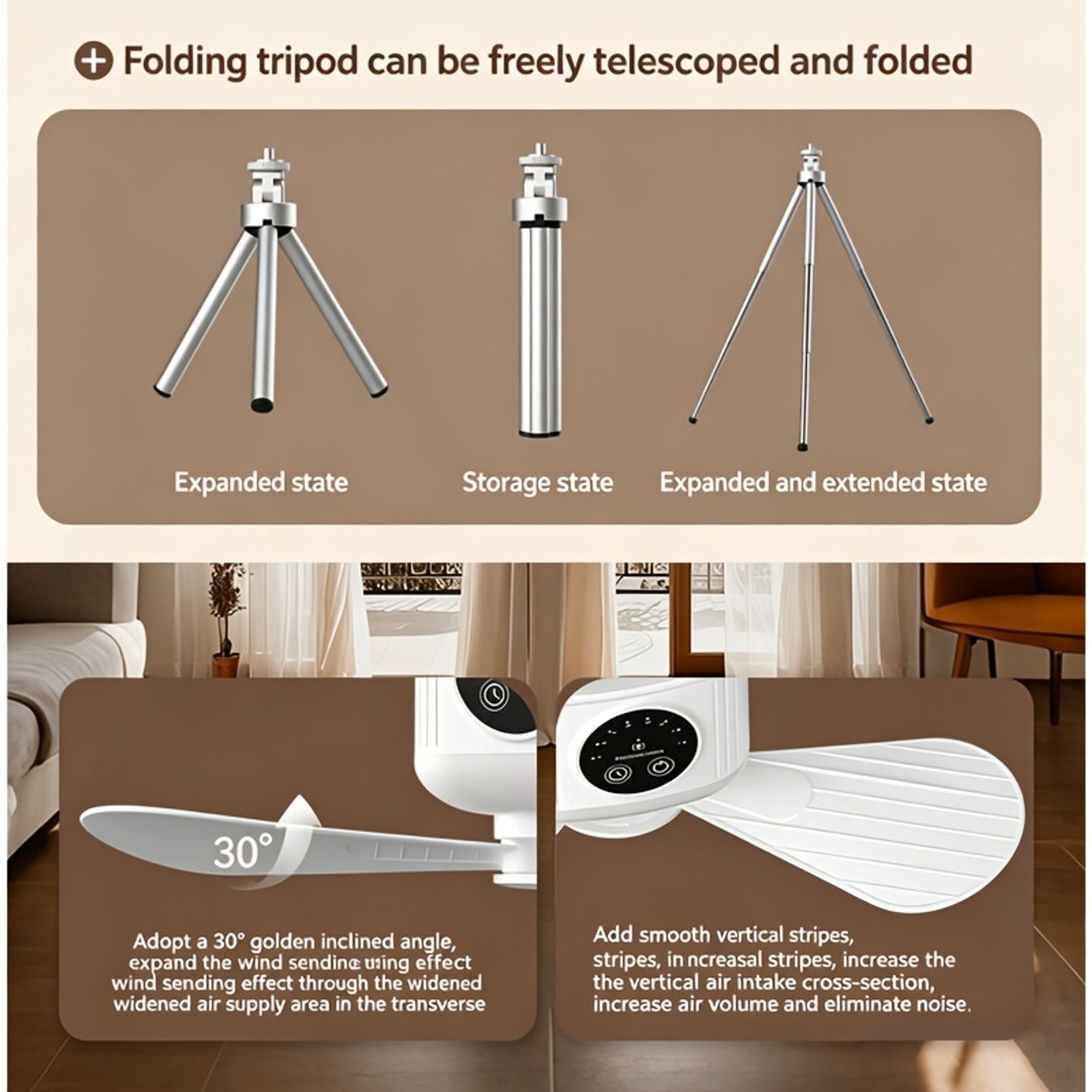 versatile 2 in 1 camping fan led light remote usb image 7
