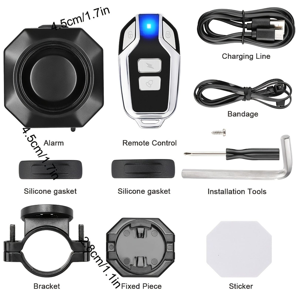 bike vibration sensing alarm usb charging remote image 8