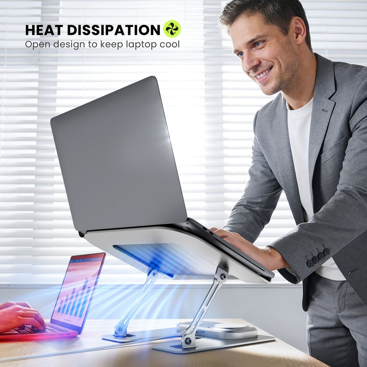foldable aluminum laptop stand 3 in 1 wireless charging image 4