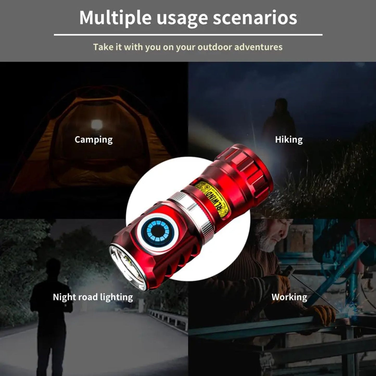 WARSUN LED Flashlight Small Pocket Flashlight Rotatable with Rechargeable Battery, Magnetic, Camping & Emergency Flashlight (Red) Stress Relief flashlight Outdoor Portable image 7