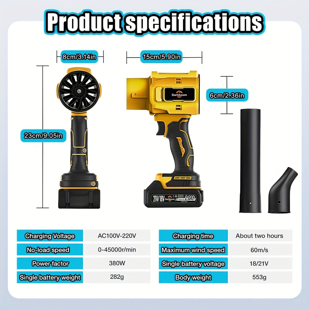 handheld leaf blower cordless 45000rpm turbo blower 2pcs image 4
