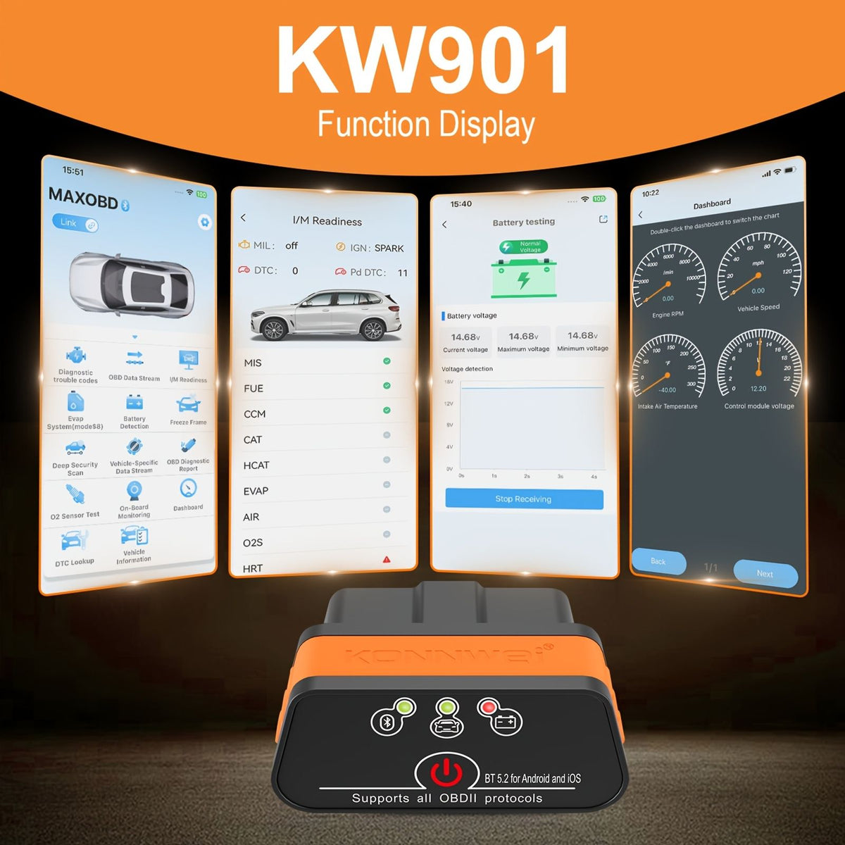kw901 orange wireless 5 0 code reader v1 5 obd image 6