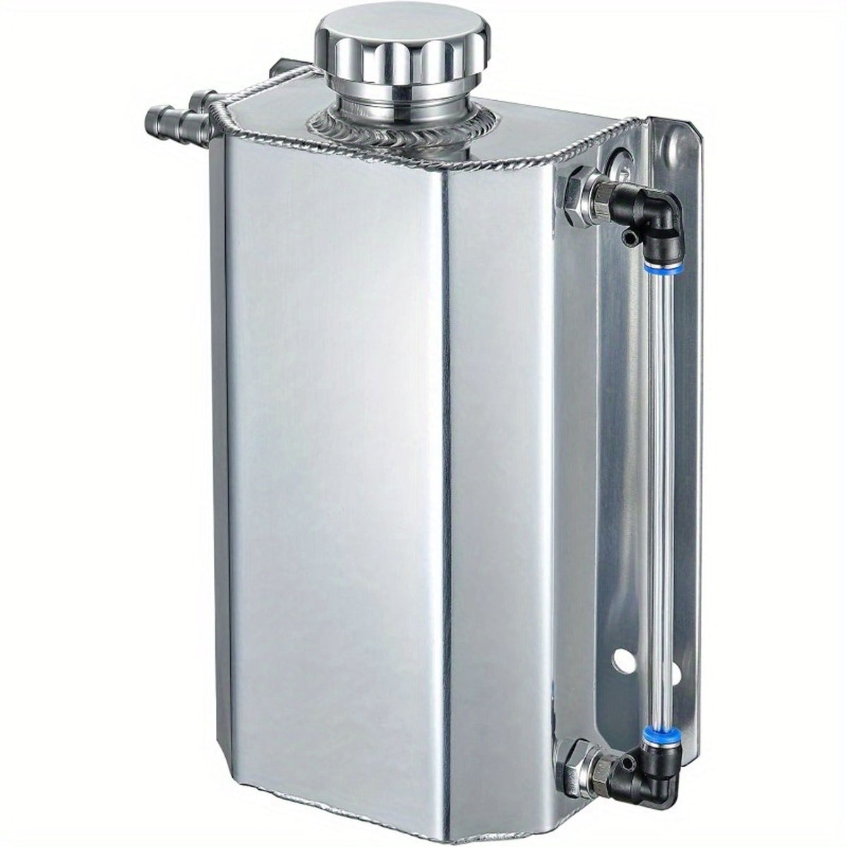 冷却液溢出水箱 2l 扩张收集罐 通用散热器水箱 抛光铝银色 - 汽车用品