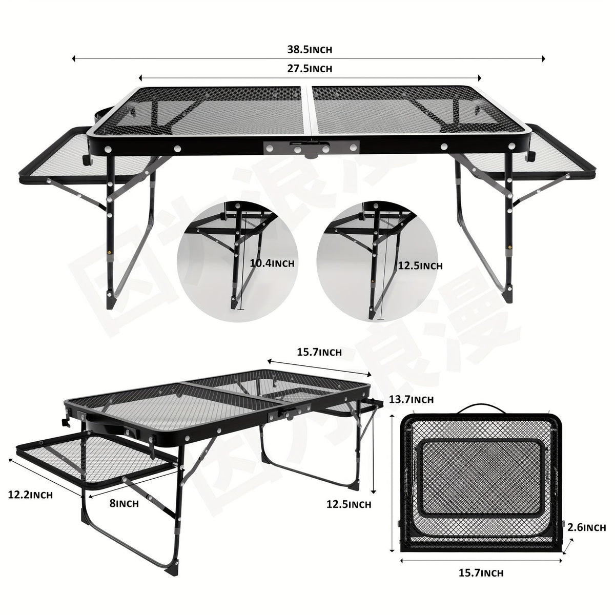 folding table 2 wingboards camping table mesh top height image 7