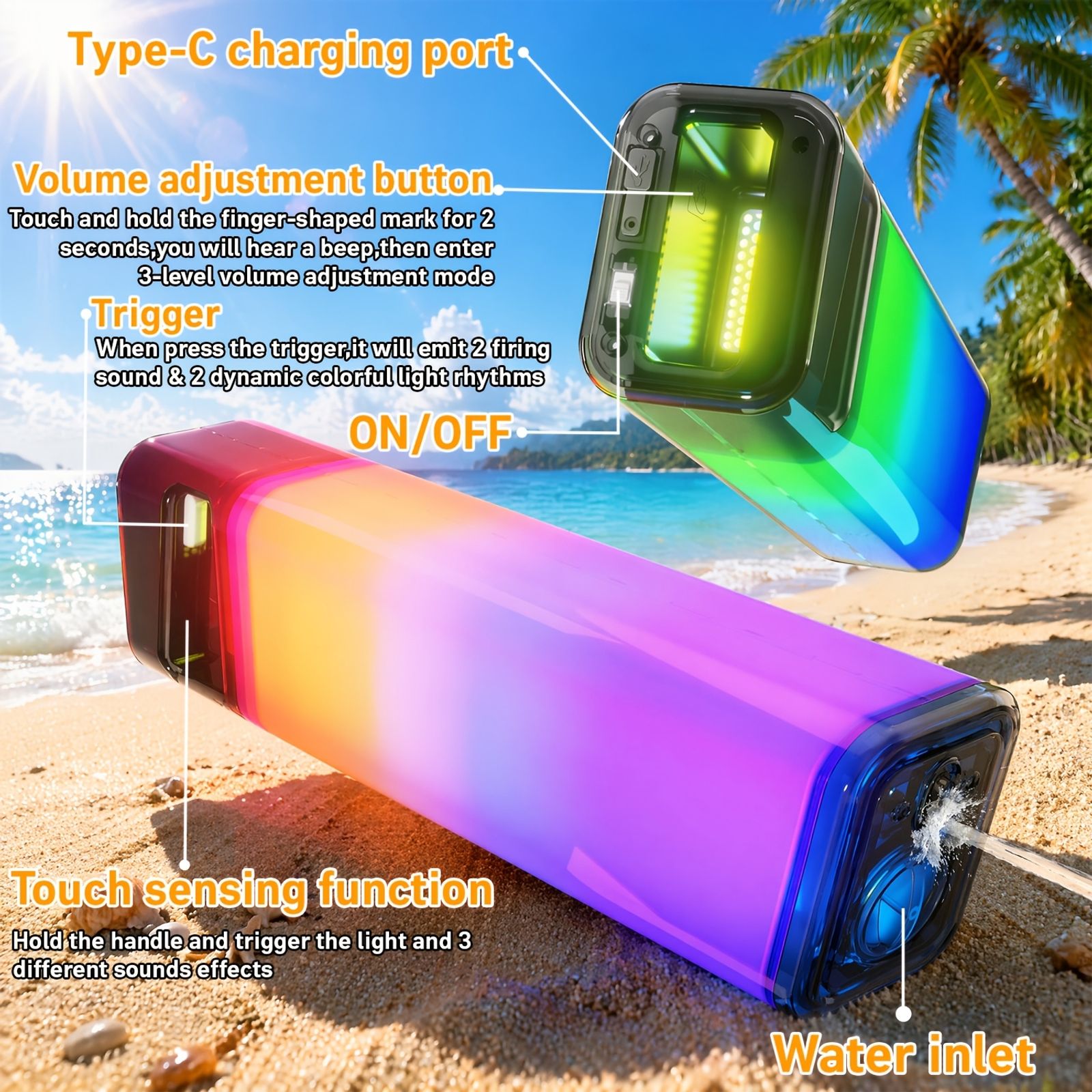 self electric water gun pulsating water gun led image 3