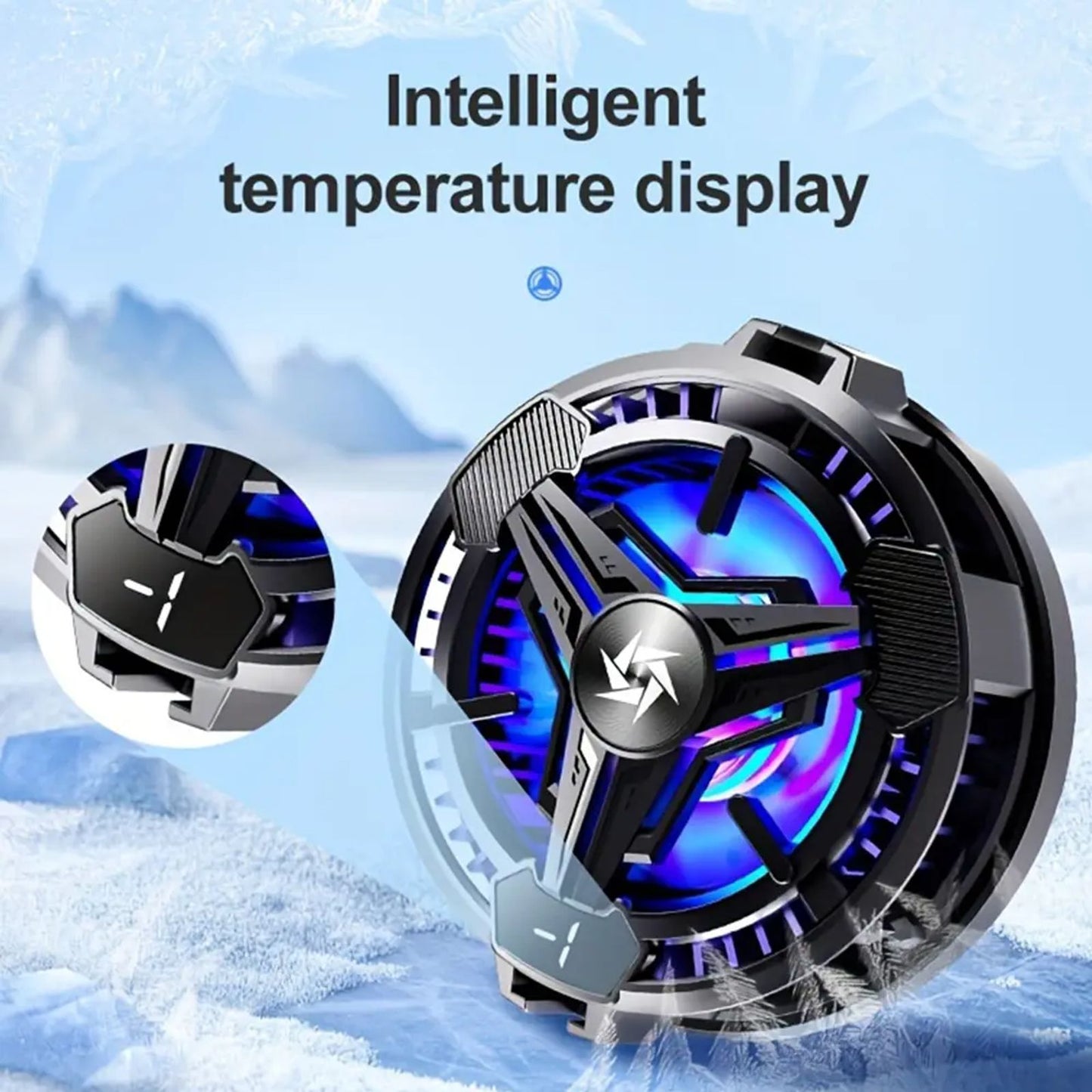 Magnetic Phone Cooler, Universal Cellphone Radiator with Removable Grip, Temperature Display, Portable RGB Cooling Cell Phone Fan Compatible with iPhone/Android/Tablet/iPad image 8