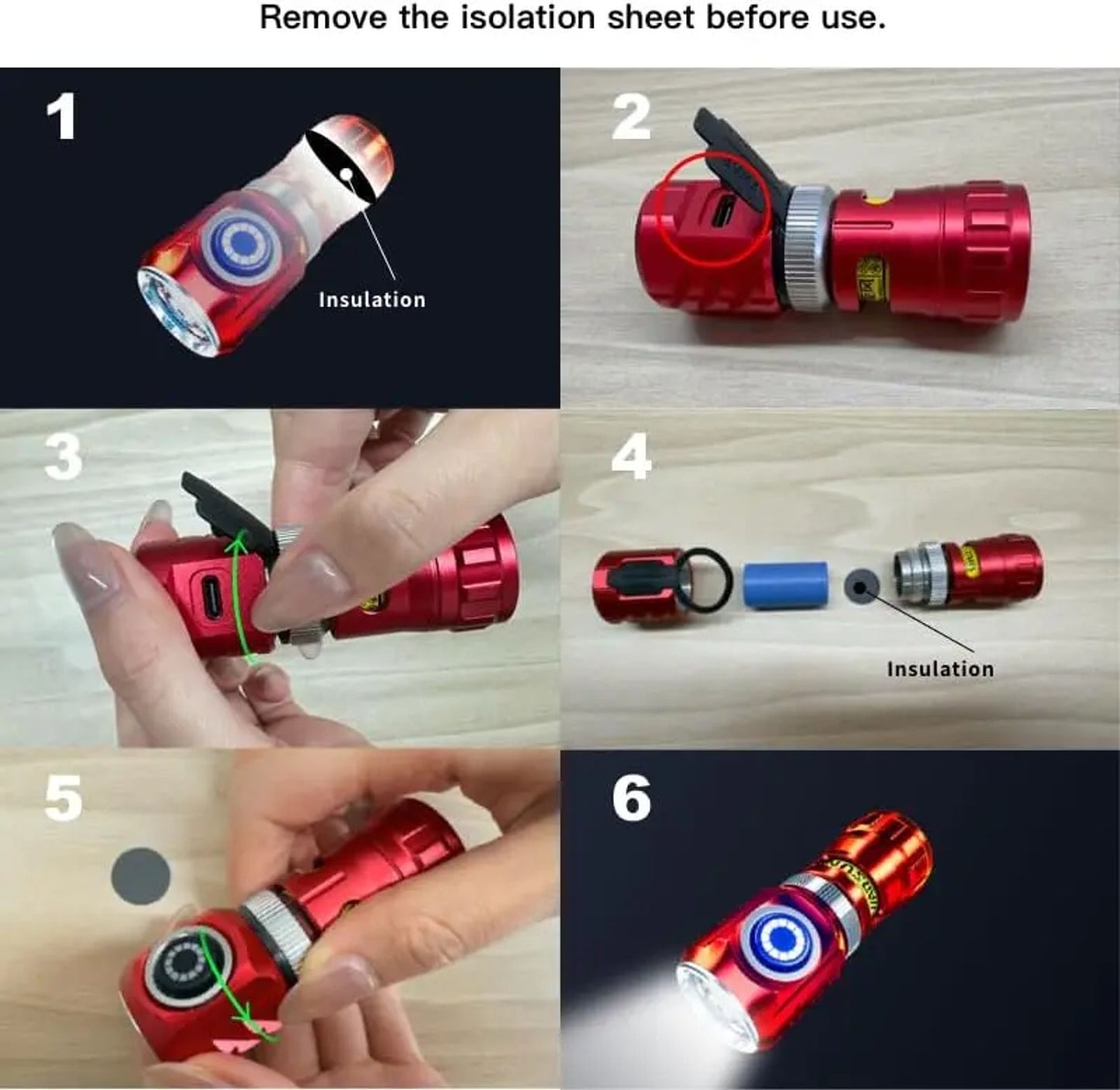WARSUN LED Flashlight Small Pocket Flashlight Rotatable with Rechargeable Battery, Magnetic, Camping & Emergency Flashlight (Red) Stress Relief flashlight Outdoor Portable image 3