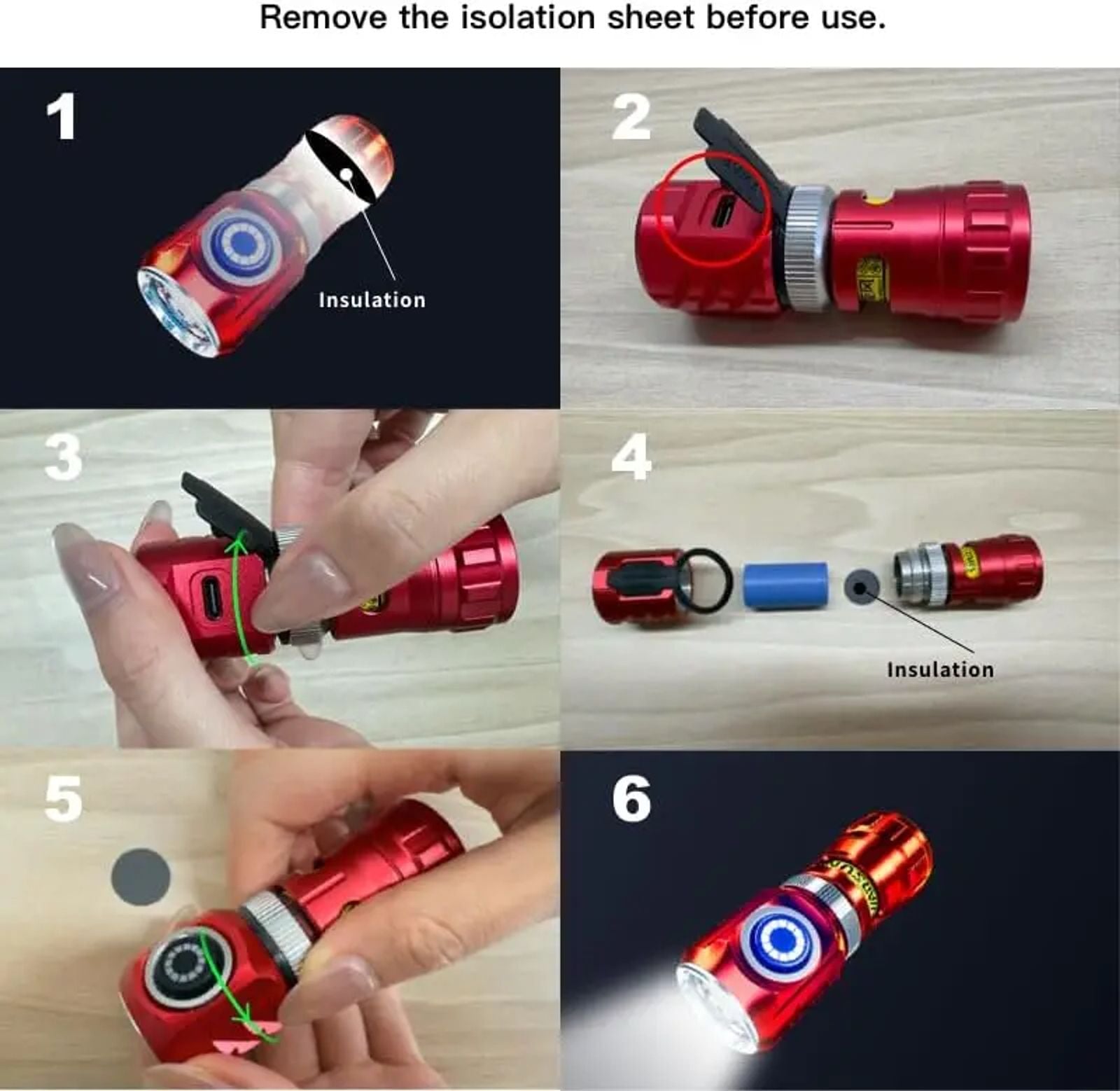 WARSUN LED Flashlight Small Pocket Flashlight Rotatable with Rechargeable Battery, Magnetic, Camping & Emergency Flashlight (Red) Stress Relief flashlight Outdoor Portable image 3