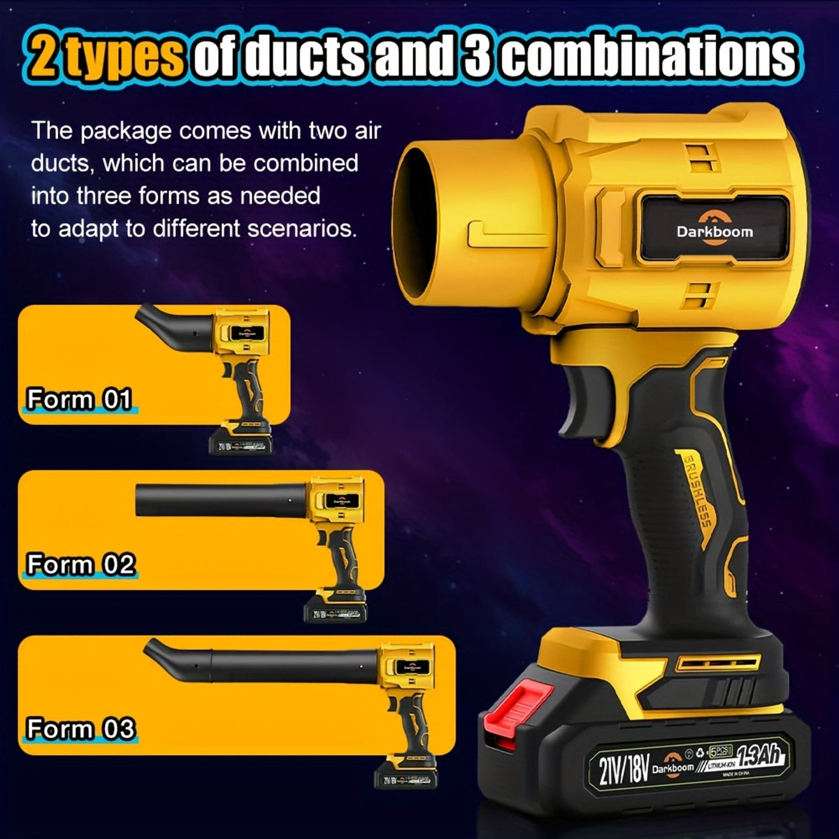 handheld leaf blower cordless 45000rpm turbo blower 2pcs image 5