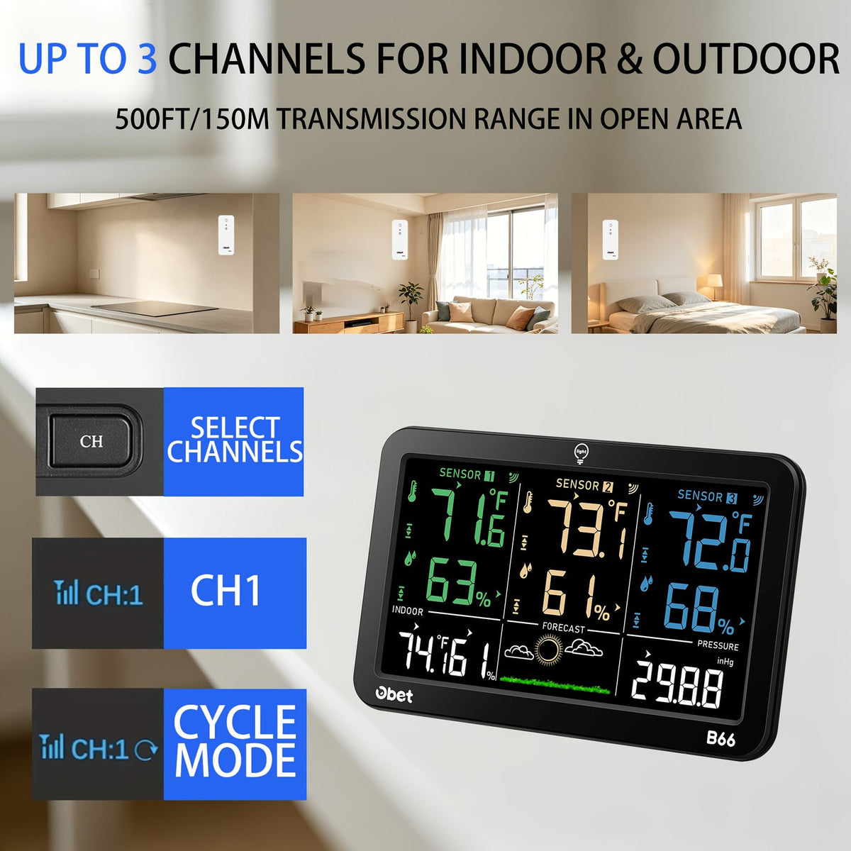 wireless weather station 3 remote outdoor sensors image 7