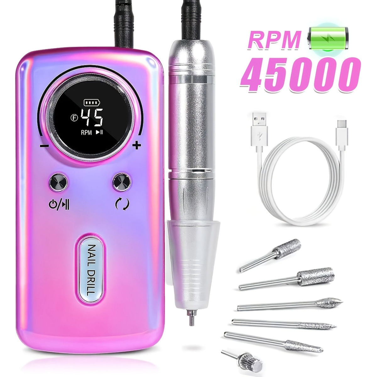 45000rpm rechargeable electric nail drill machine