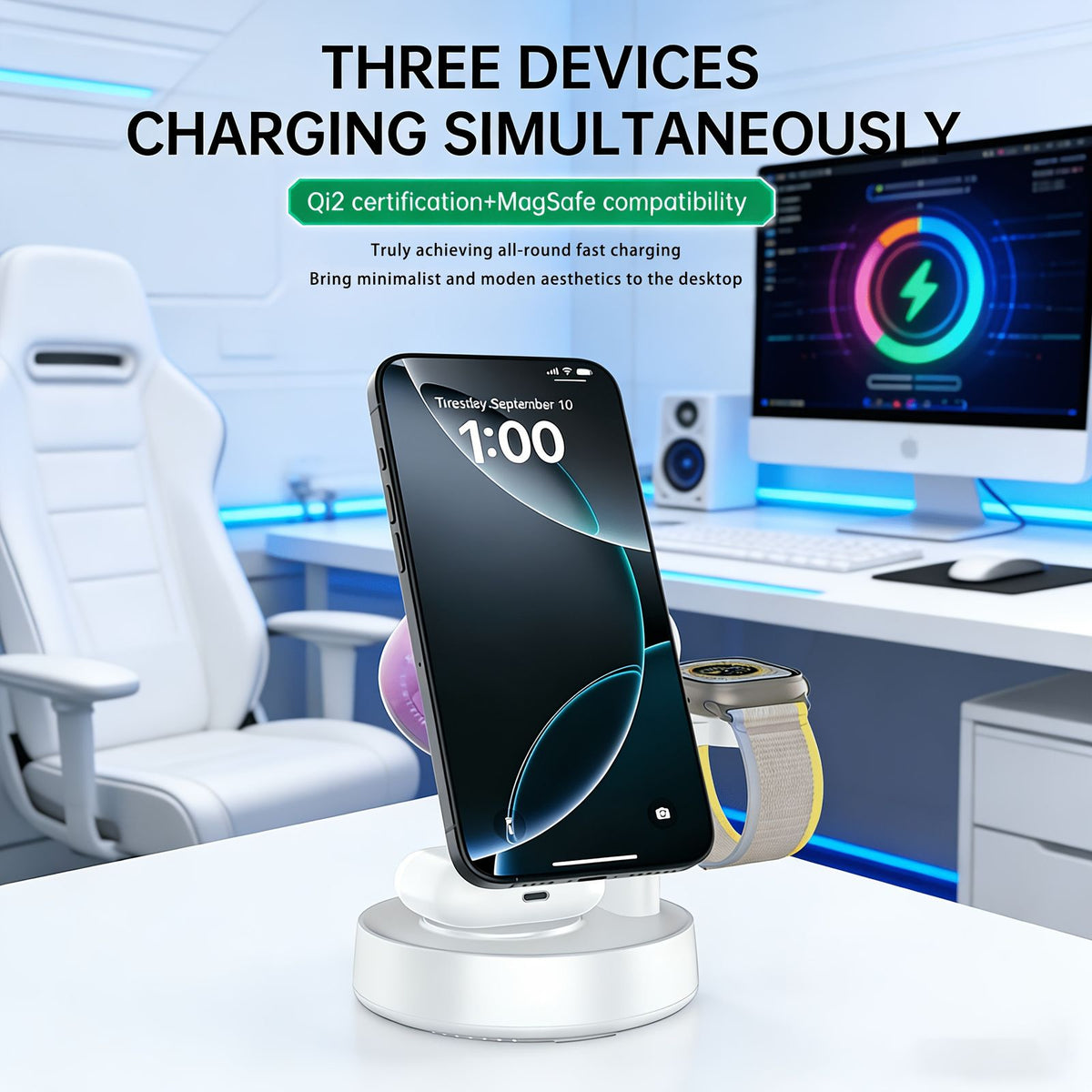 4 in 1 charging station compatible magsafe charger foldable image 2