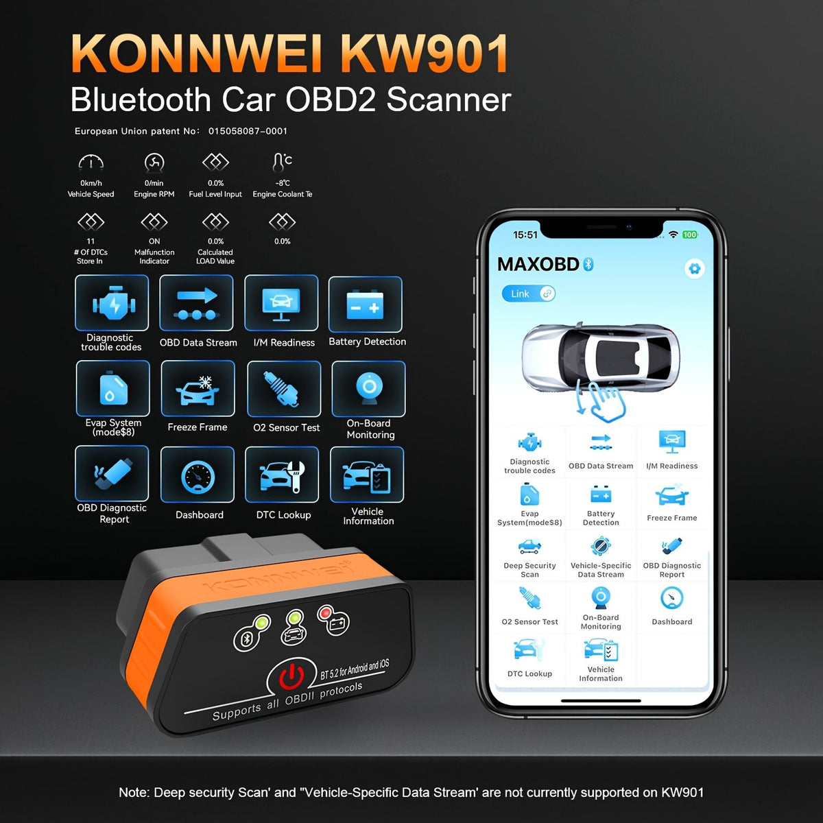 kw901 orange wireless 5 0 code reader v1 5 obd