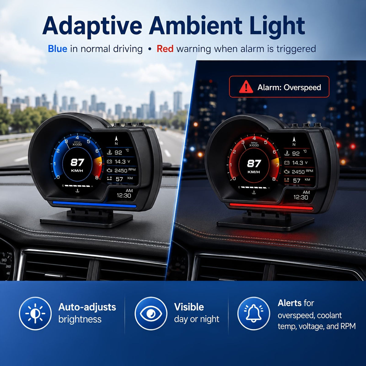 p6 gps car hud head display speedometer image 2