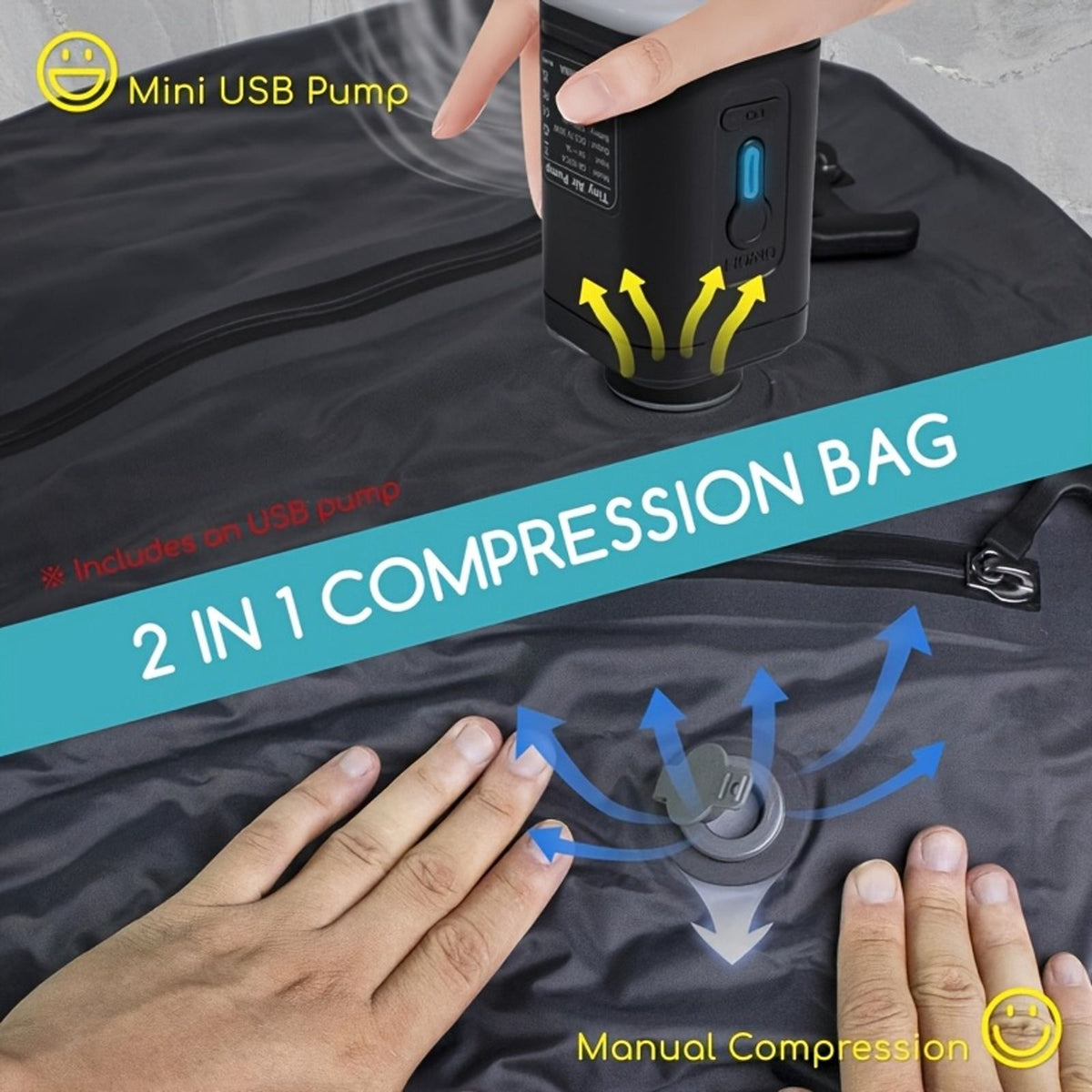 vacuum bags for travel with pump, 2 pack reusable vacuum compression bags for travel with zipper, for suitcase, backpack, black - home & kitchen image 9