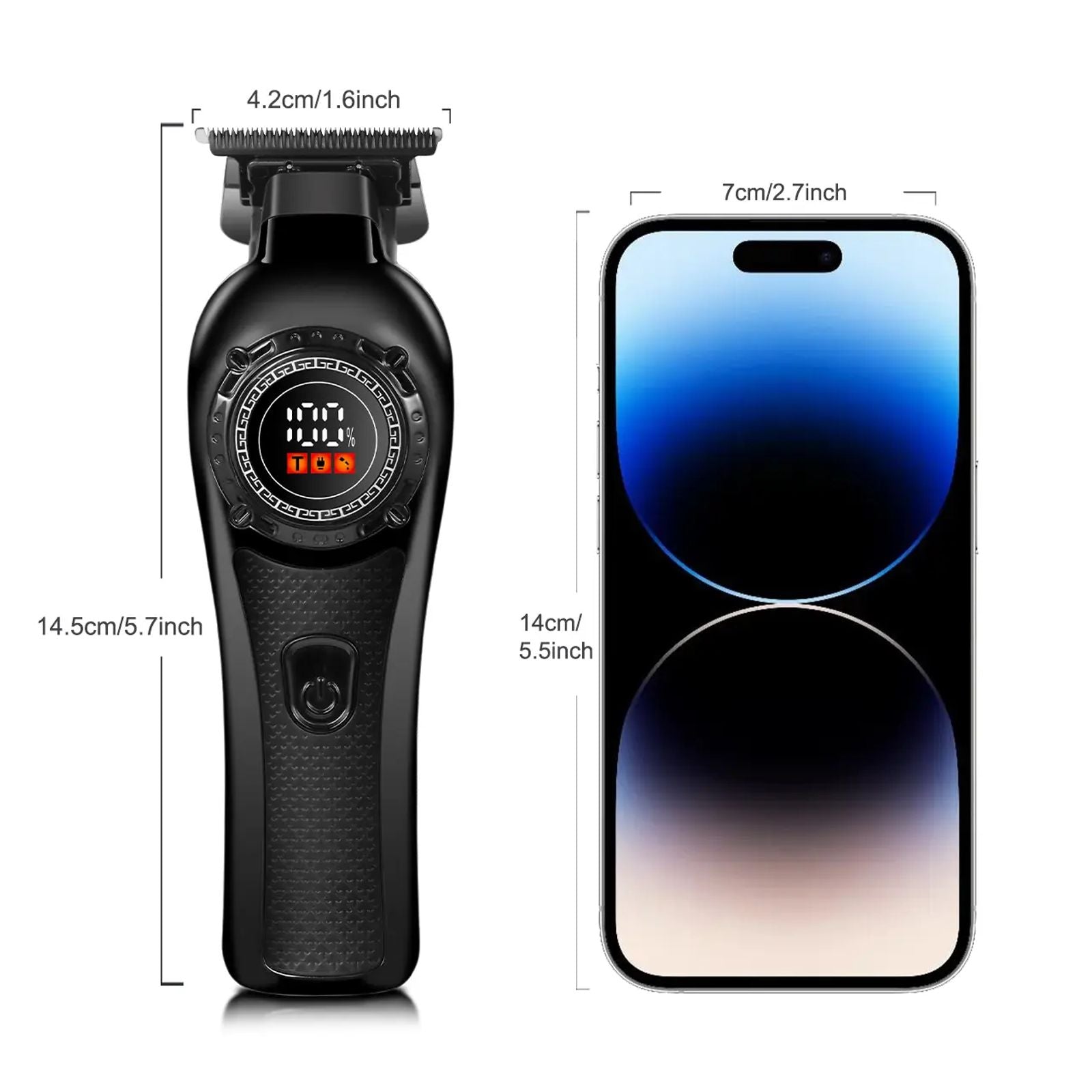 Professional Hair Clipper for Men,Cordless Electric Beard Trimmer Men, Sideburns and Beard Trimmer, Electric Shaver, Zero Gapped T-Blade Hair Trimmer with LCD Display and 3 Guide Combs image 9