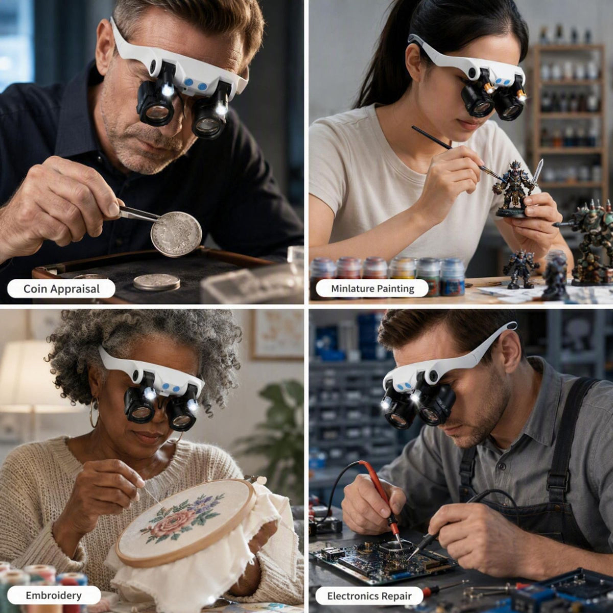 10pcs interchangeable magnifying lenses led head mounted image 2