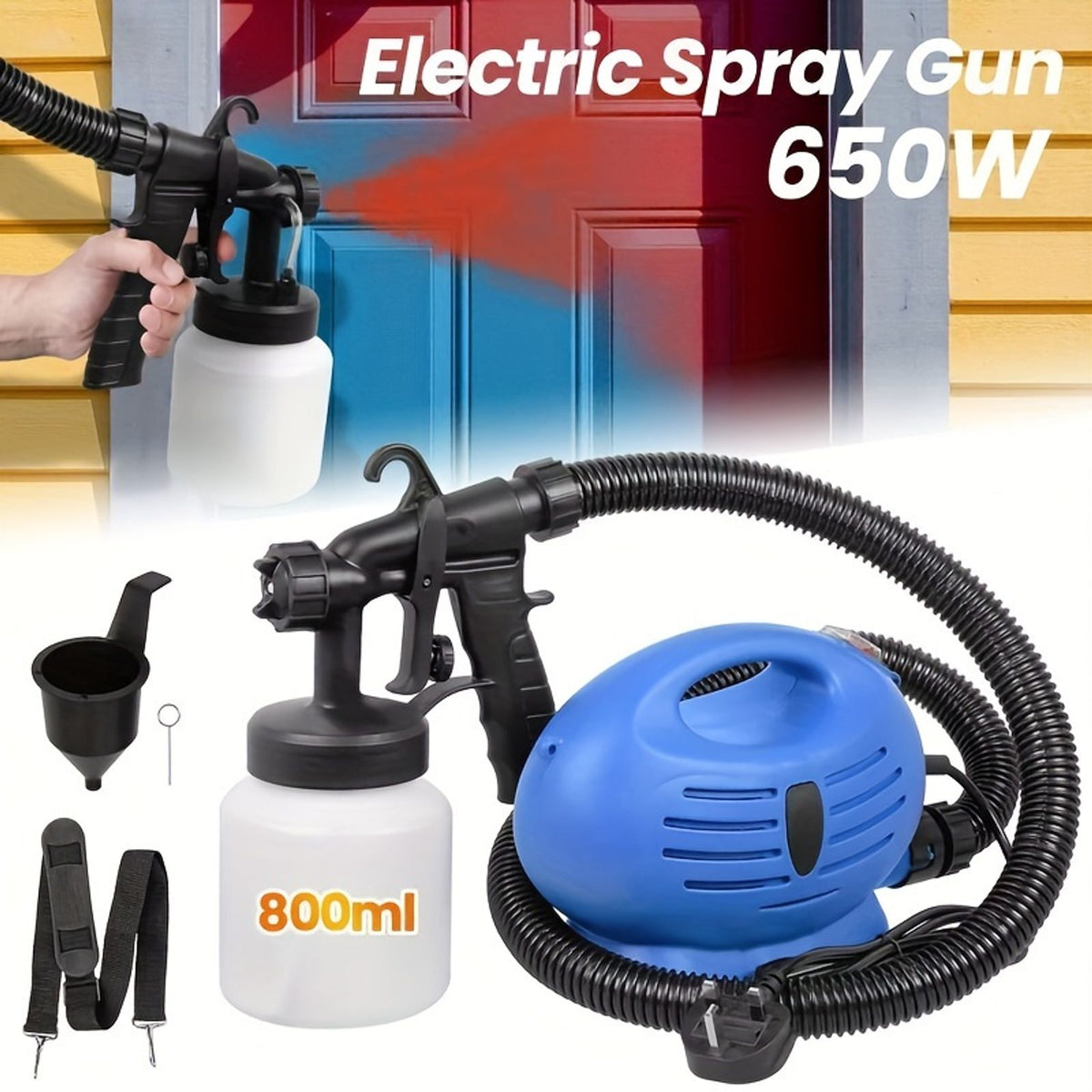 1 set hvlp paint sprayer painter handheld 800ml 650w image 2