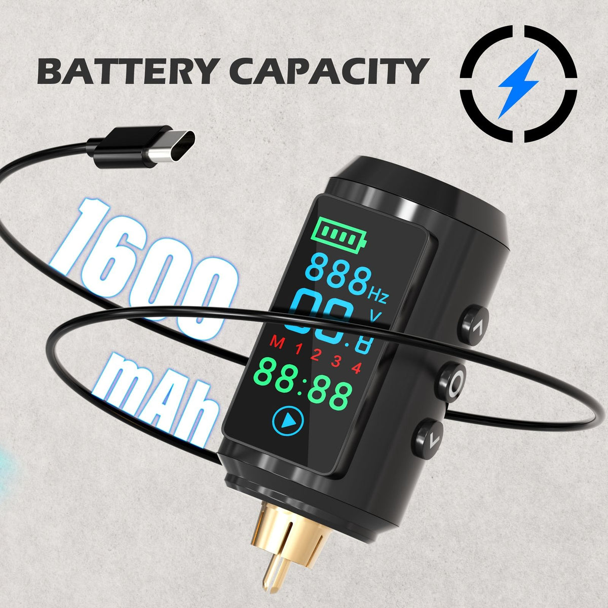 wireless tattoo battery color screen display cordless image 3