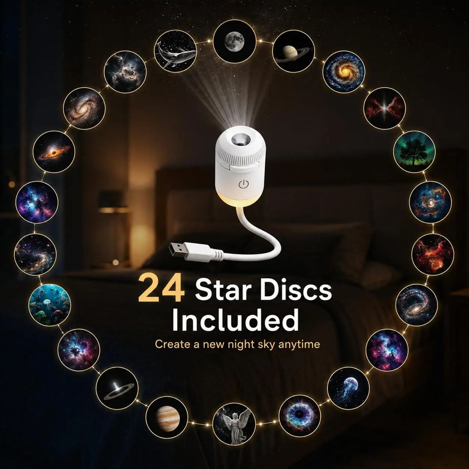 USB Star Sky Projector Lamp, Mini Galaxy Night Light for Bedroom, Romantic Room Decor, Kids Room, Dorm Room & Indoor Space image 8