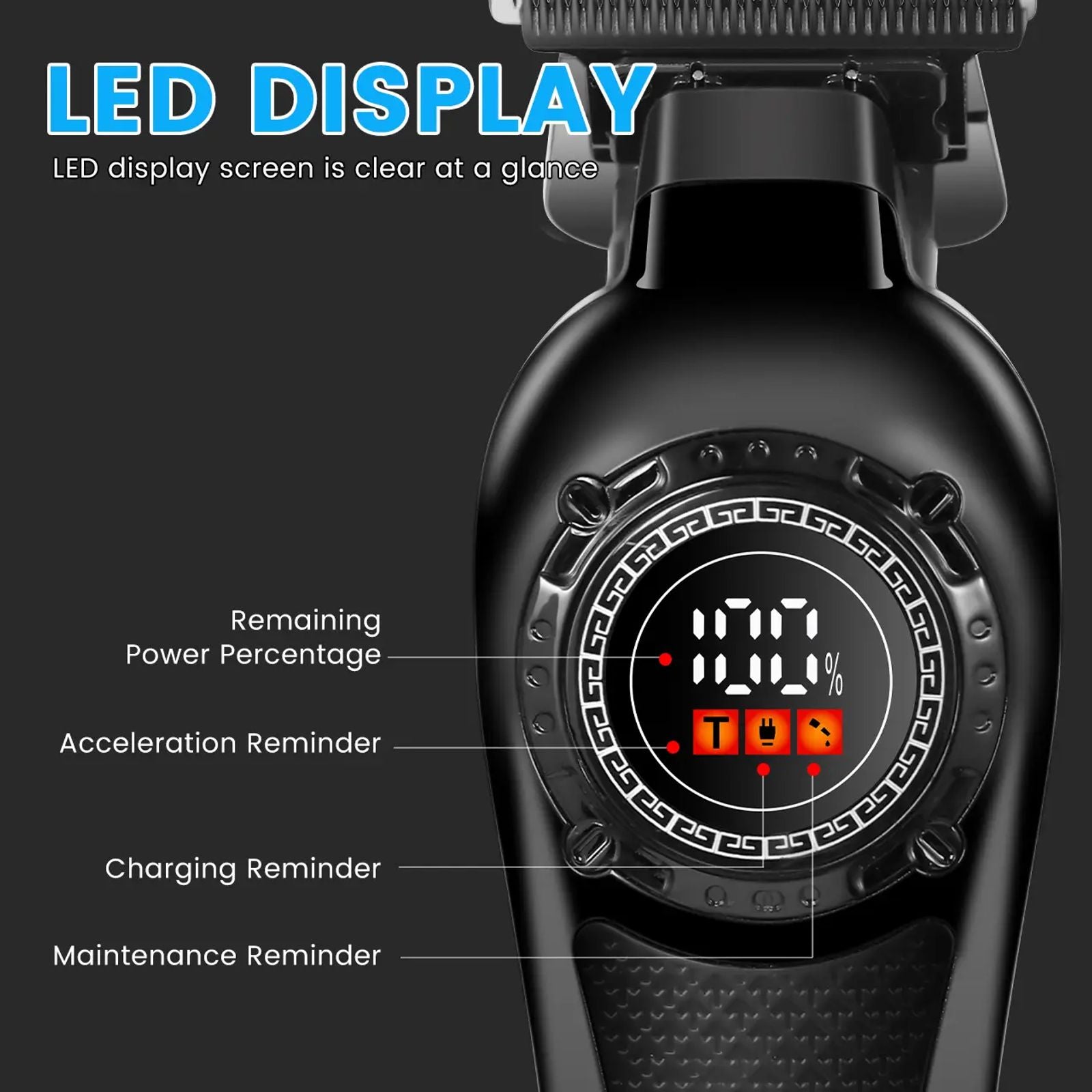 Professional Hair Clipper for Men,Cordless Electric Beard Trimmer Men, Sideburns and Beard Trimmer, Electric Shaver, Zero Gapped T-Blade Hair Trimmer with LCD Display and 3 Guide Combs image 5