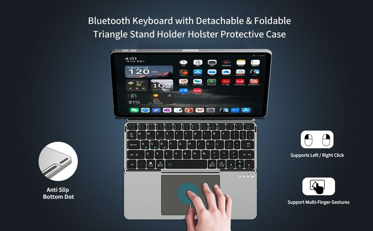 ultra thin foldable bt keyboard touchpad bracket sync image 7