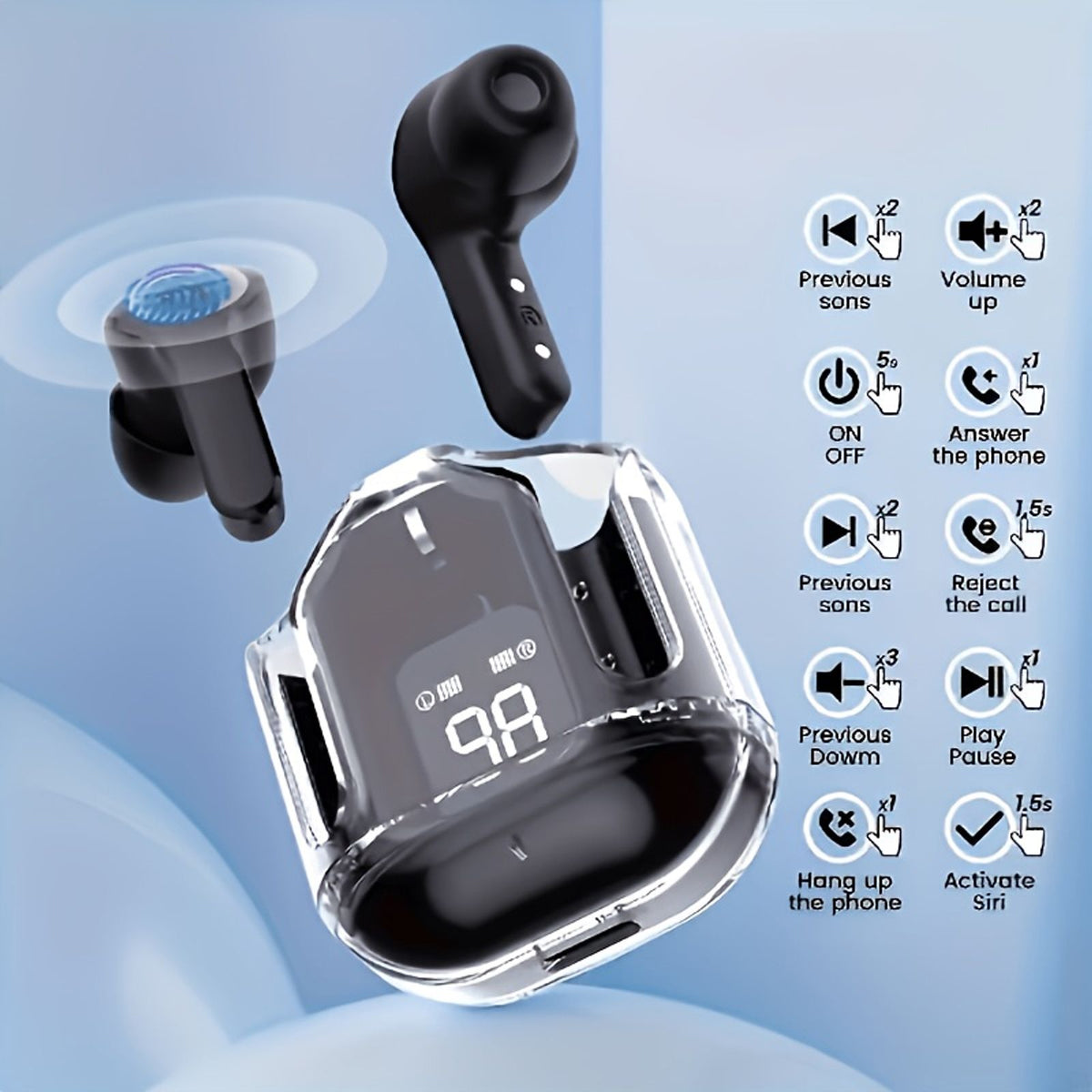 tws hi fi stereo wireless earbuds in ear sports gaming image 2