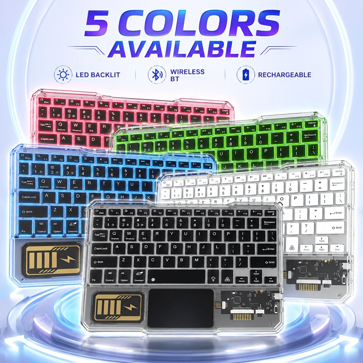 transparent wireless bt keyboard ultra rechargeable rgb image 2