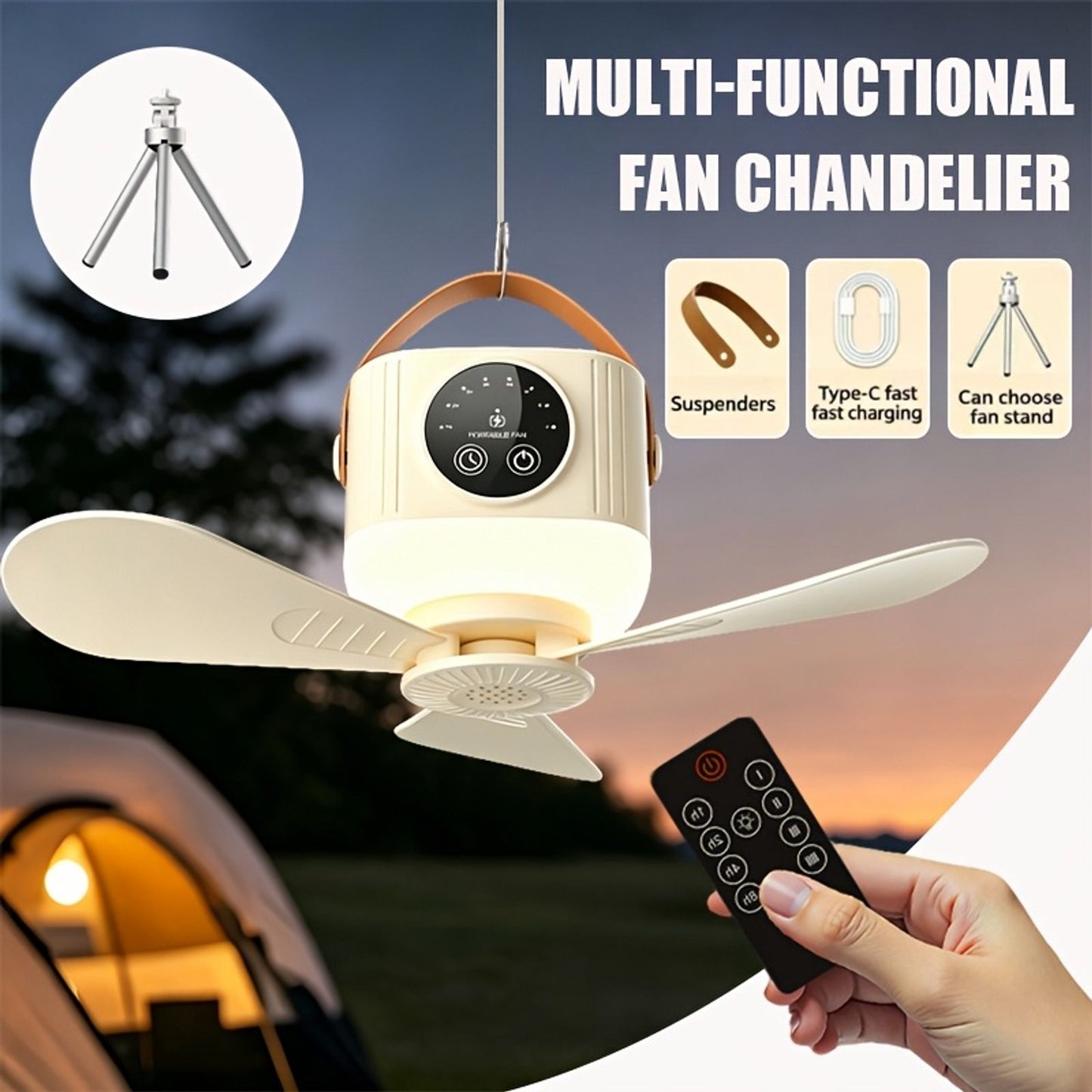 versatile 2 in 1 camping fan led light remote usb image 8