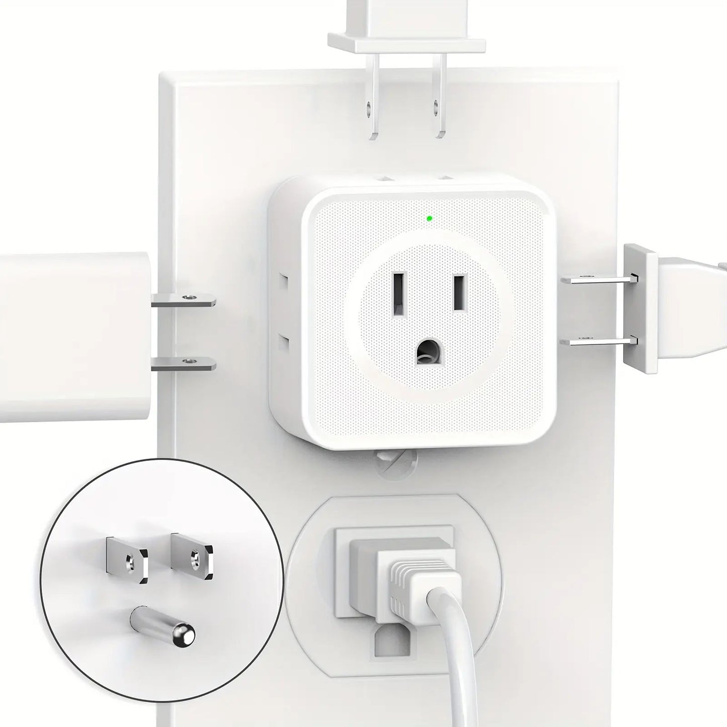 Multi Plug Outlet Splitter 2 Pack, Multiple Outlet Extender Adapter with 5 Outlets, Side Outlet Splitter Box for Cruisel, Office, Dorm Essentials image 2