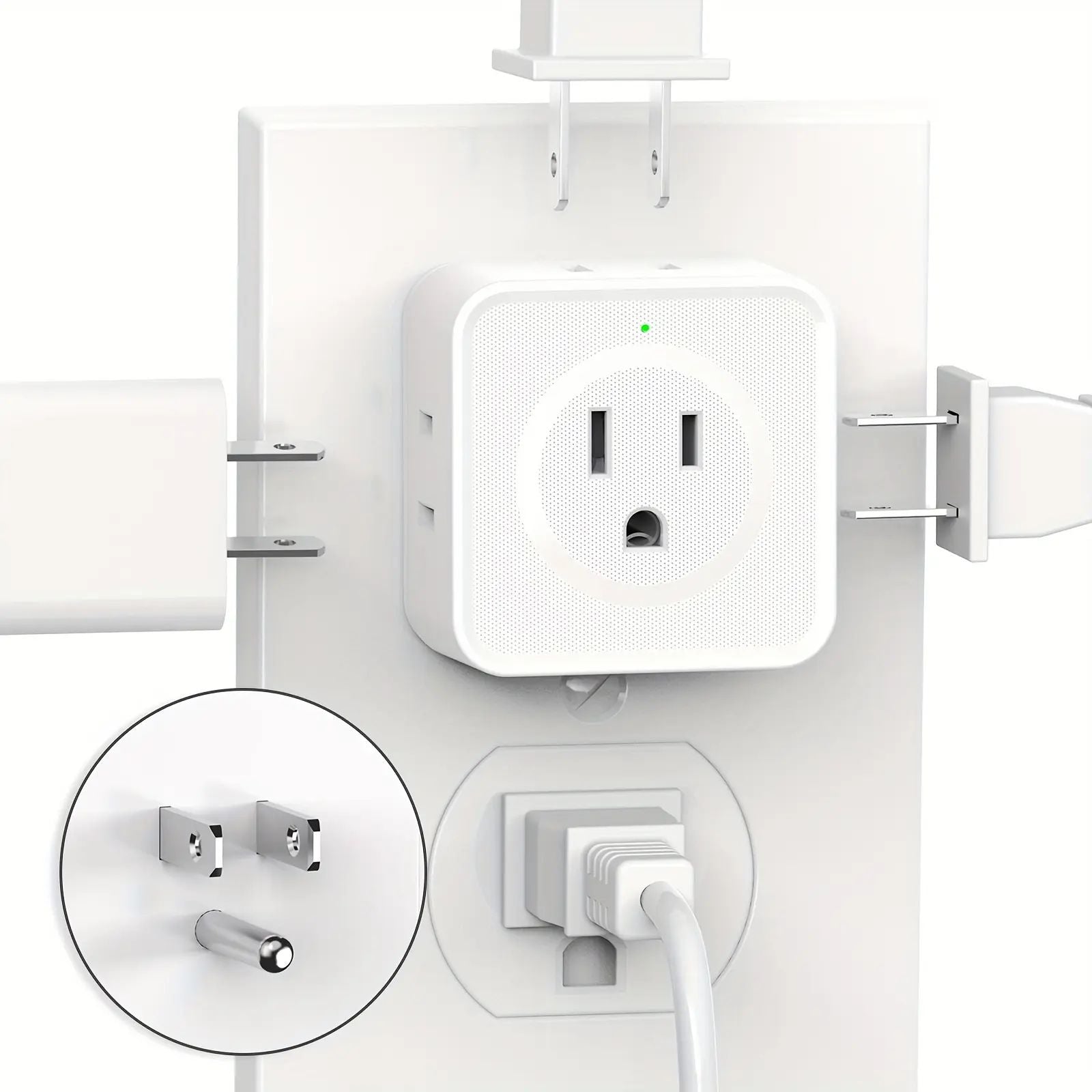 Multi Plug Outlet Splitter 2 Pack, Multiple Outlet Extender Adapter with 5 Outlets, Side Outlet Splitter Box for Cruisel, Office, Dorm Essentials image 2