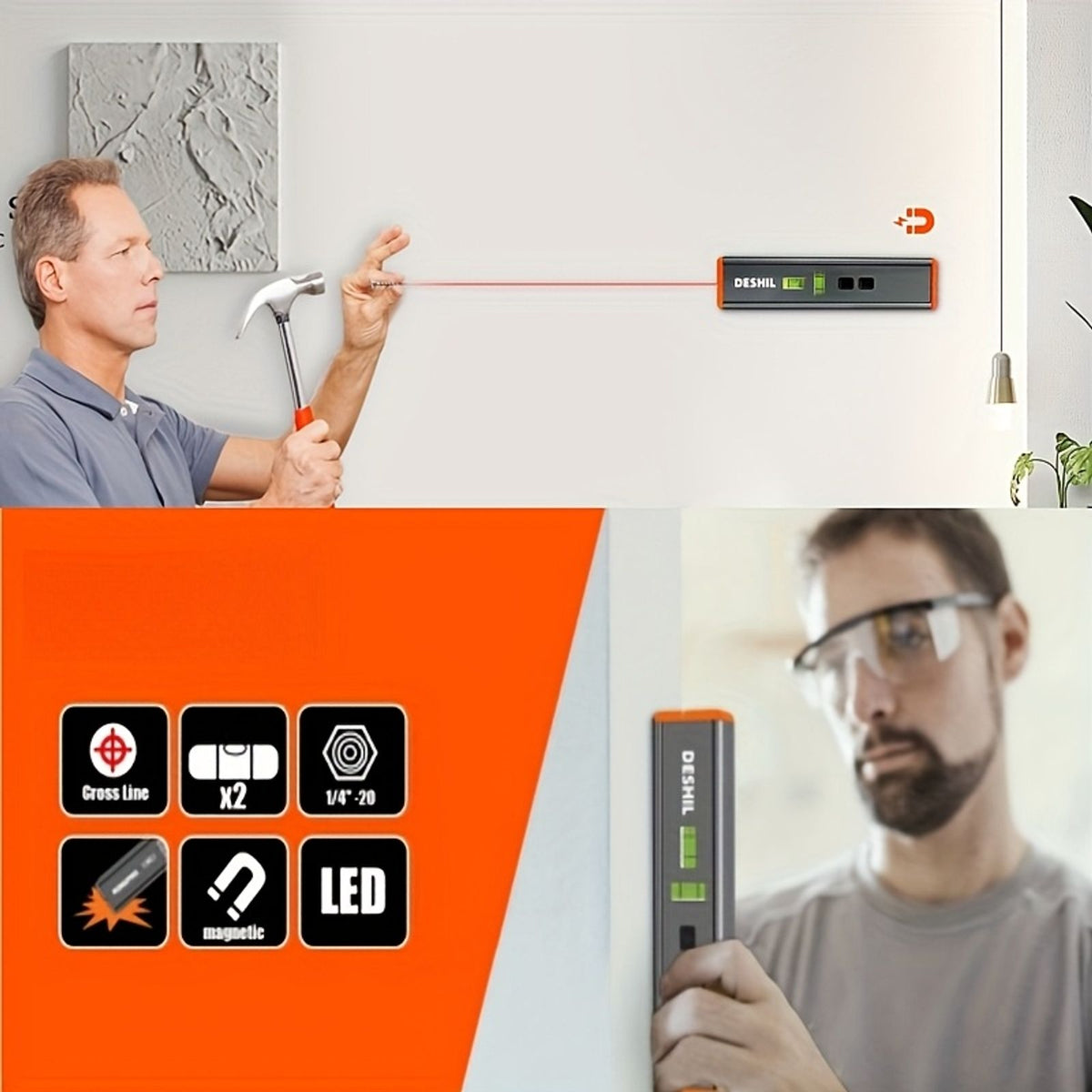 portable magnetic laser level multi purpose 15ft cross level image 5