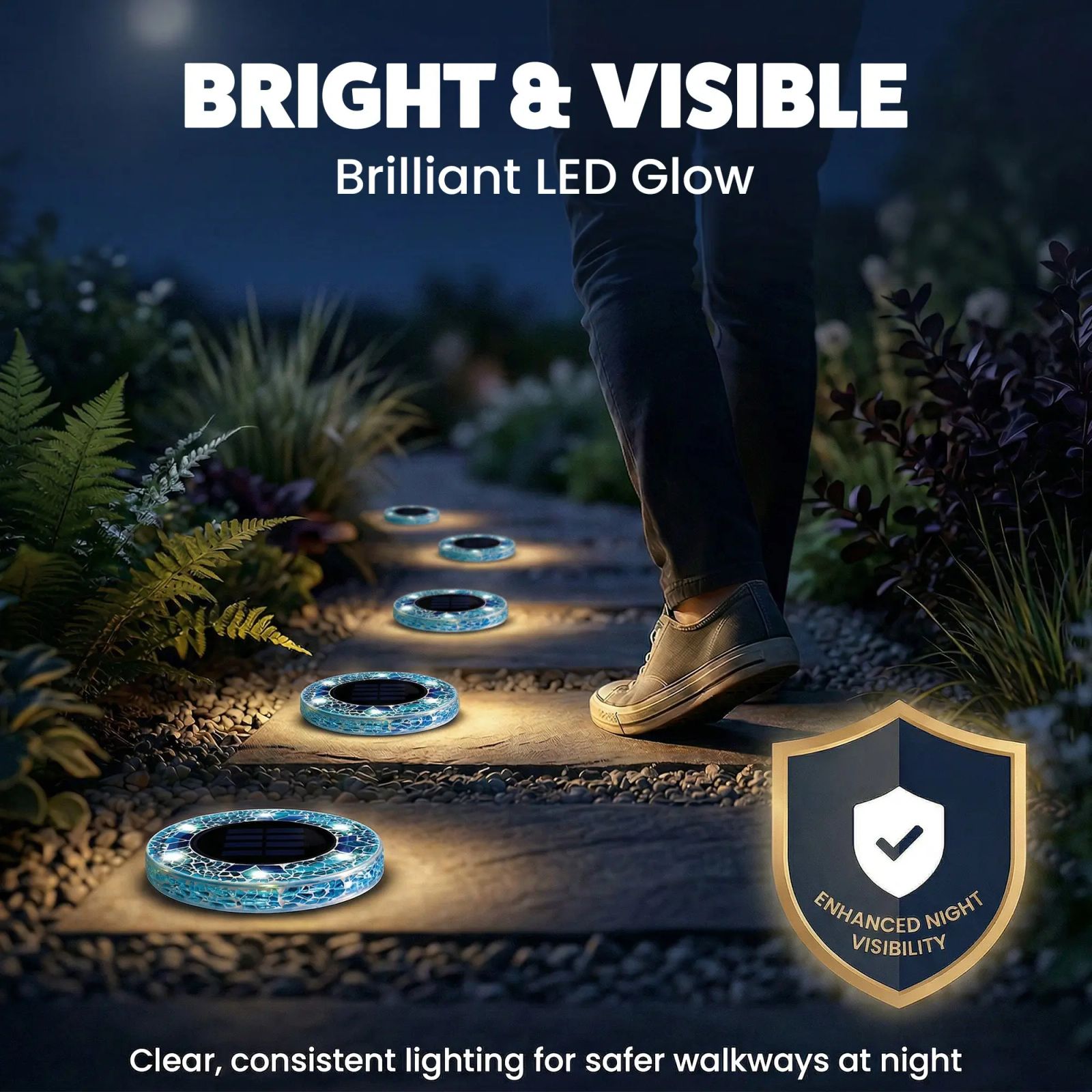 [Solar] Stained Glass Mosaic Disk Lights, Automatic, Wireless, Waterproof, Outdoor Decorative Pathway LED Garden Lights image 4