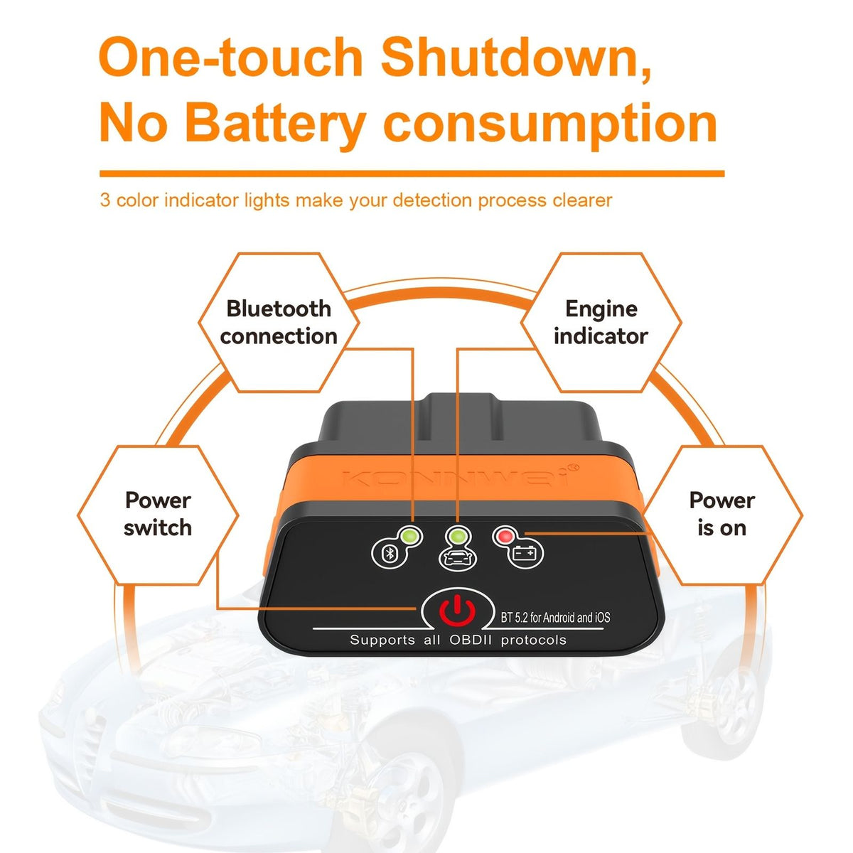 kw901 orange wireless 5 0 code reader v1 5 obd image 3