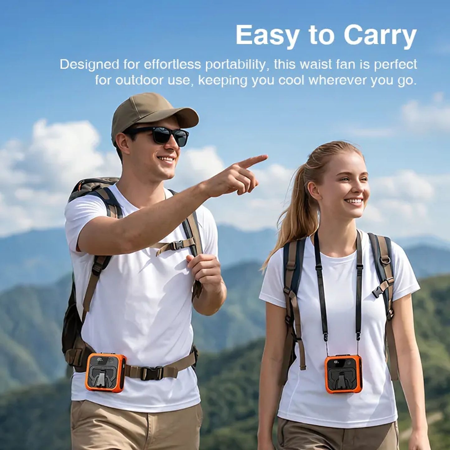 waist cooling fanwaist cooling fan - 10000mAh Phone Power Bank & 18H Max Runtime, 5-Speed Control, Built-in LED & SOS Flashing Light. Ideal for Jobsite Workers, Camping, Fishing, Sports, Hiking & Travel. image 2