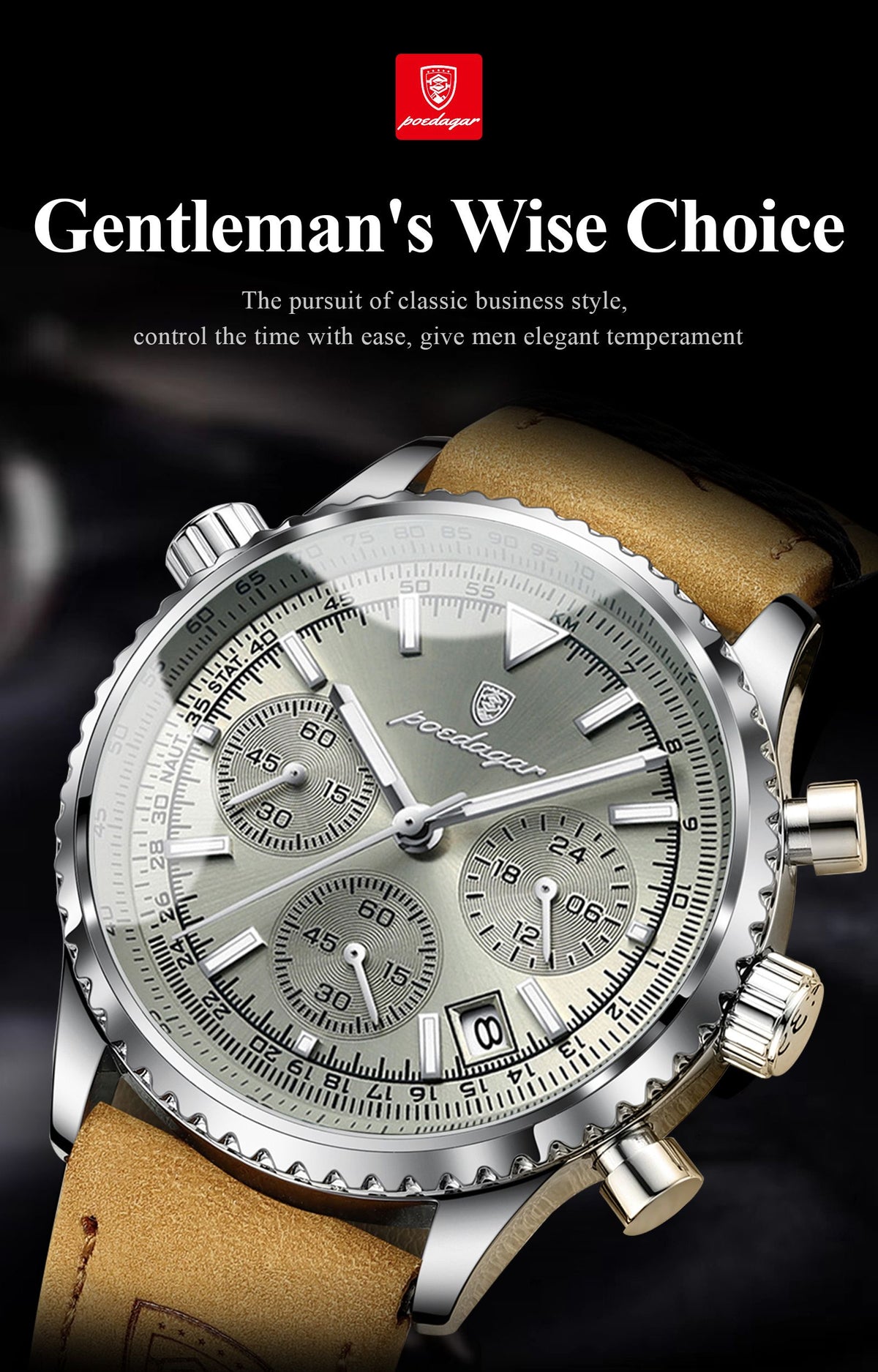 luxury business calendar chronograph multi image 2