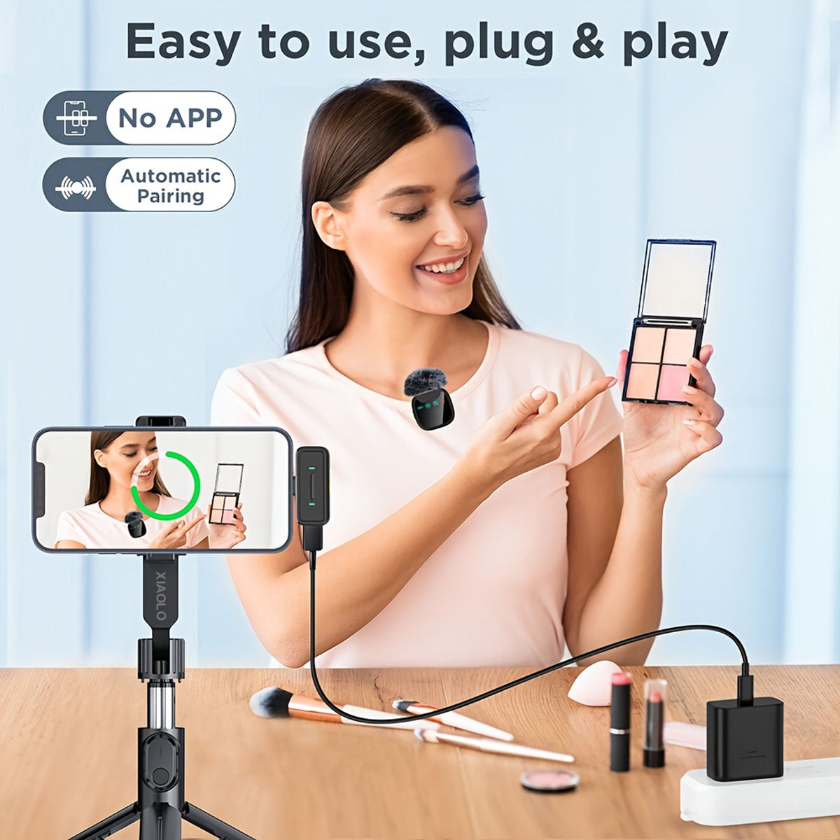 professional dual wireless lavalier microphone led charging image 9