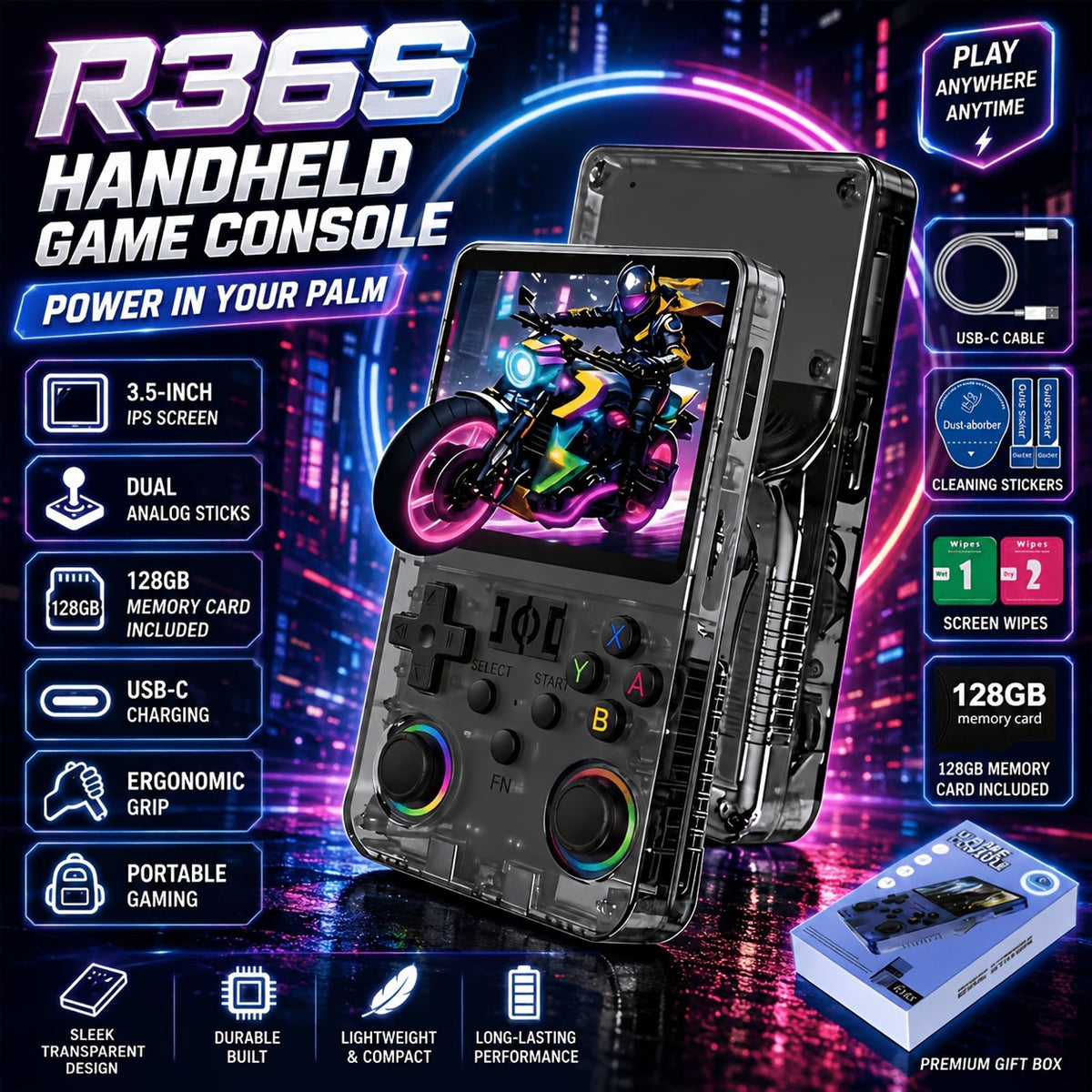retro r36s handheld game console 128gb portable game console image 8