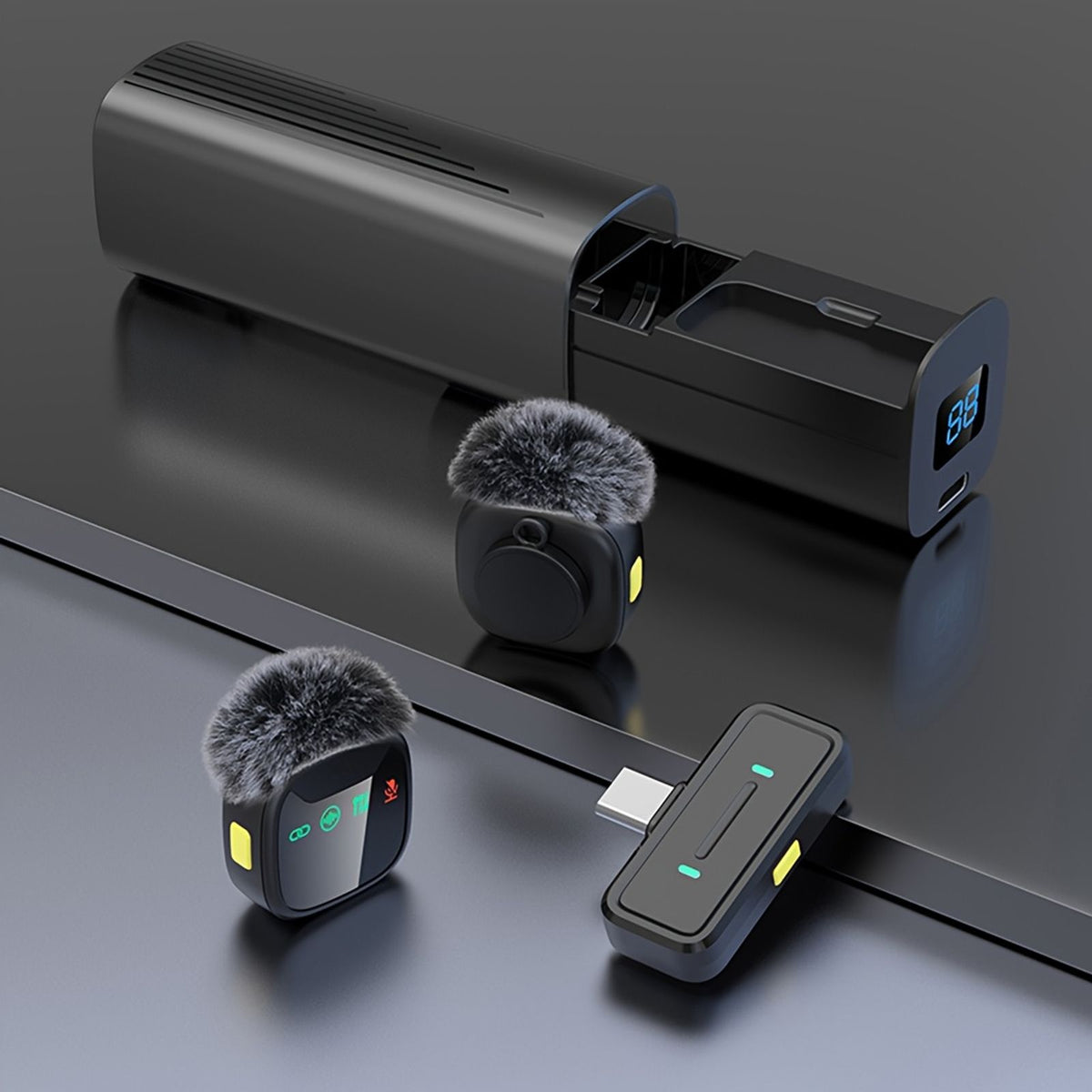 professional dual wireless lavalier microphone led charging image 7