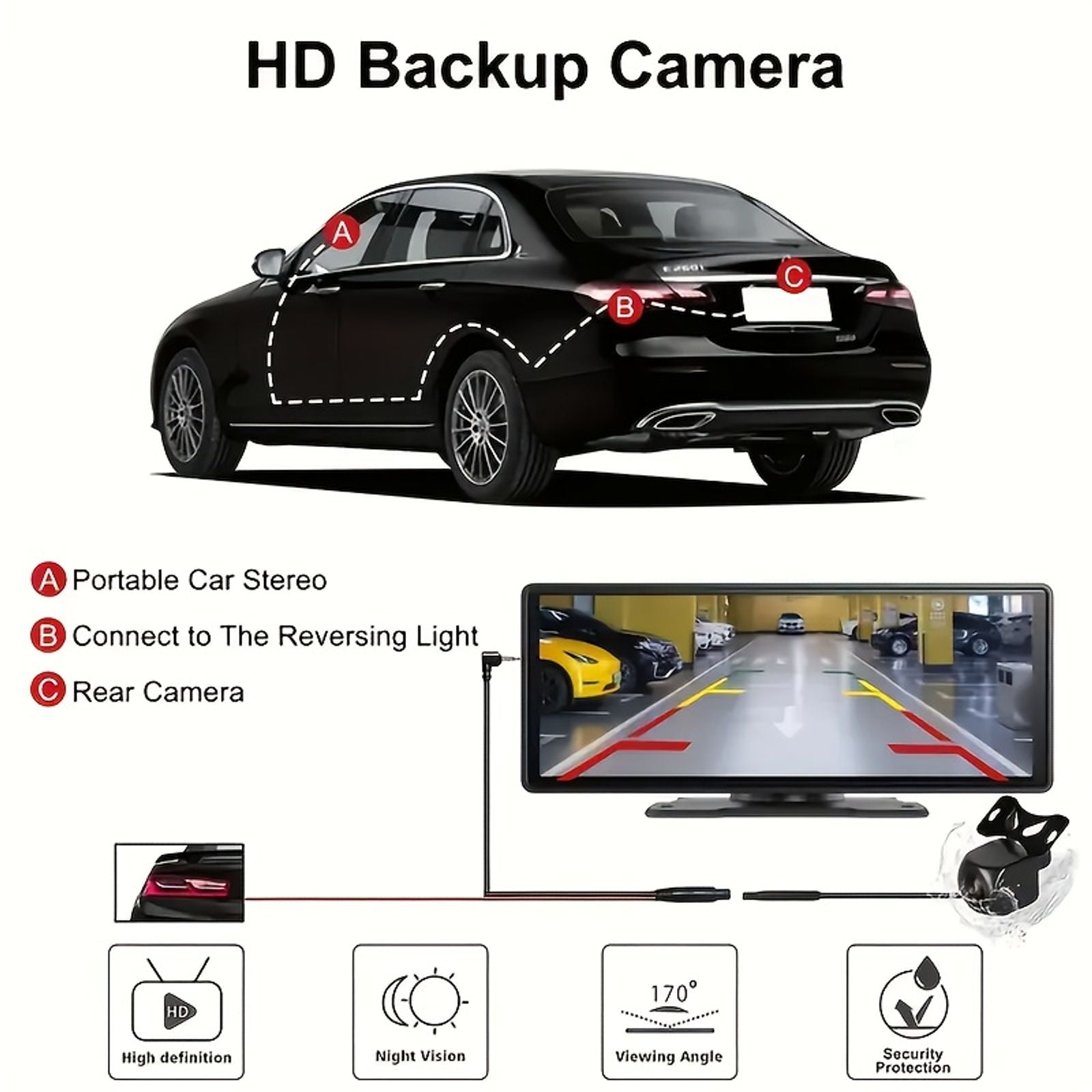10.2英寸超大车载屏幕，超清显示器，支持bt无线连接手机carplay/ auto控制，倒车显示辅助，听 image 8