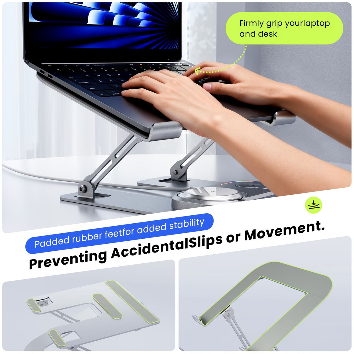 foldable aluminum laptop stand 3 in 1 wireless charging image 2