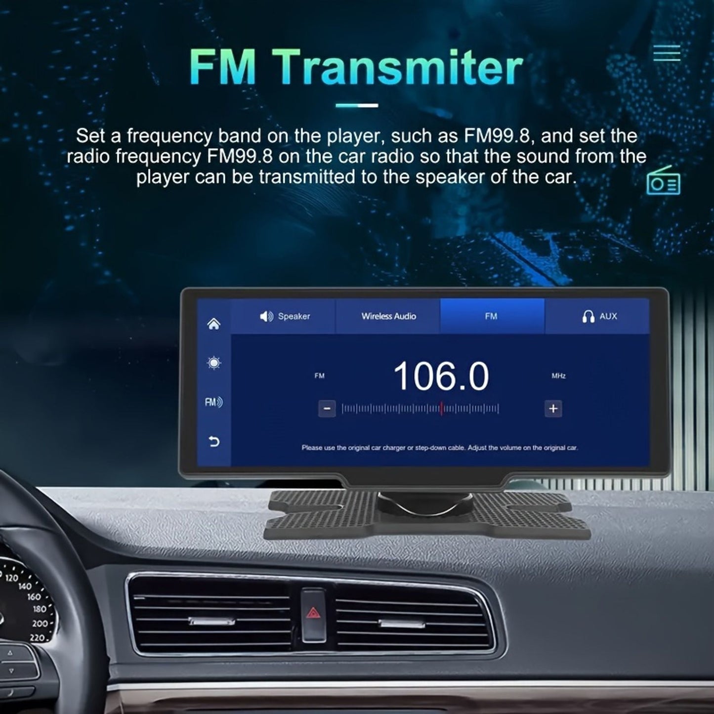 10.2英寸超大车载屏幕，超清显示器，支持bt无线连接手机carplay/ auto控制，倒车显示辅助，听 image 3