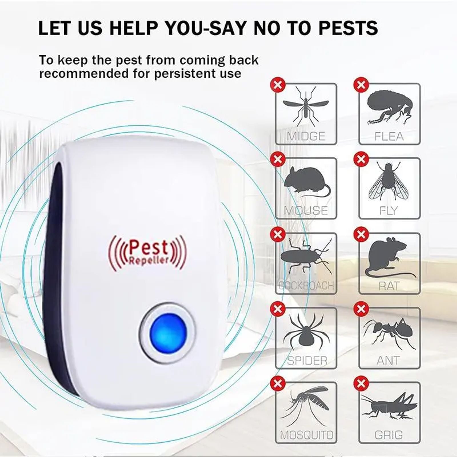 3/6 Ultrasonic PestRepellers,This electronic pestrepellent plug-in is designed to target insects,roachesspiders,ants,bugs,mosquitoes,and mice.Repellent for House Kitchen/Garage/Warehouse/courtyards. garage warehouse image 7