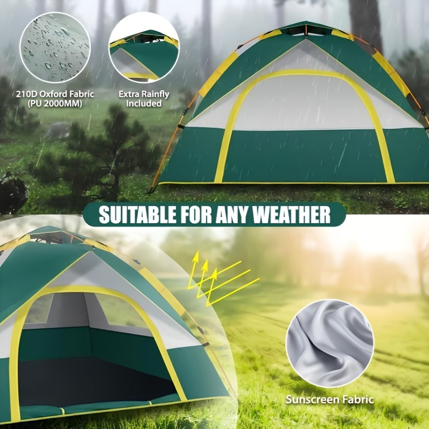 automatic instant setup camping tent 1 3 3 4 person image 11