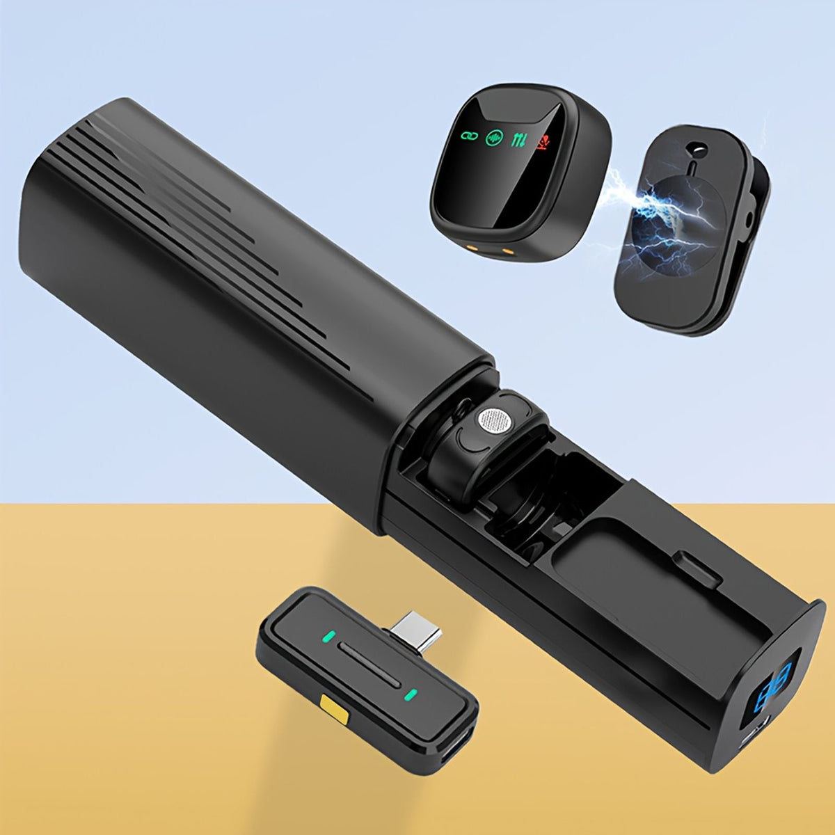professional dual wireless lavalier microphone led charging image 8