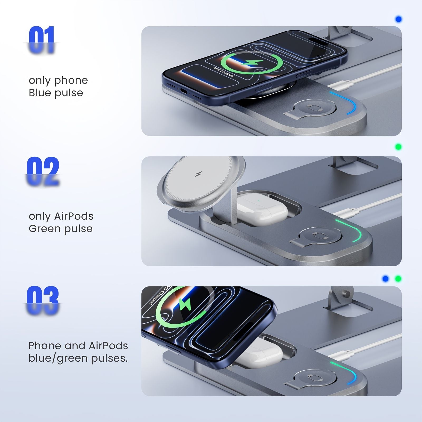 foldable aluminum laptop stand 3 in 1 wireless charging image 6