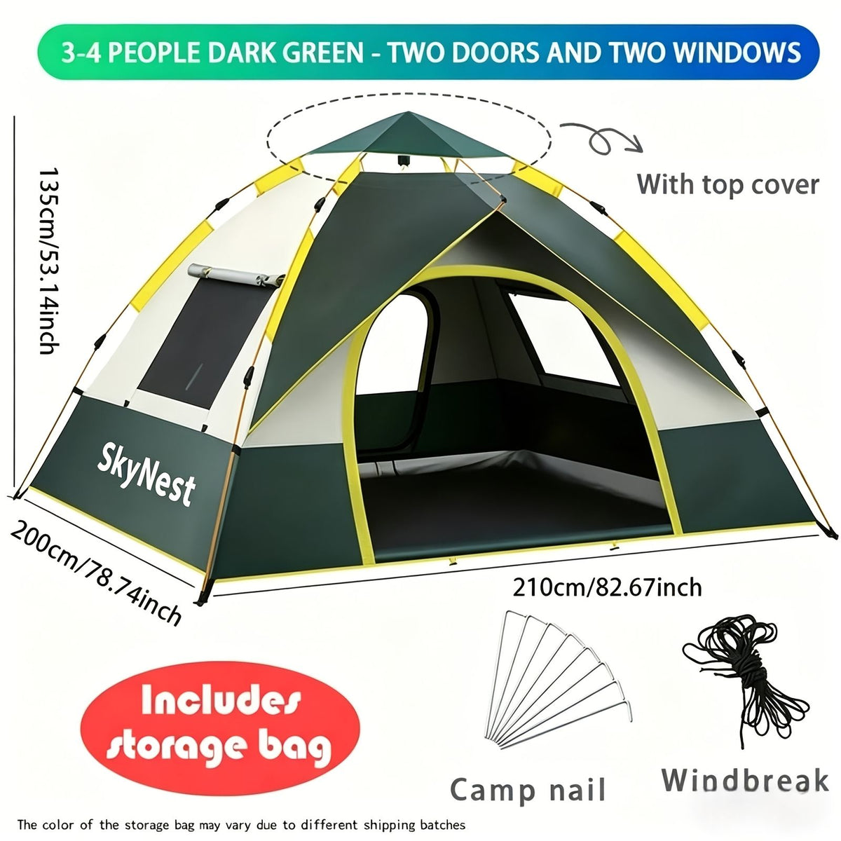 automatic instant setup camping tent 1 3 3 4 person image 8