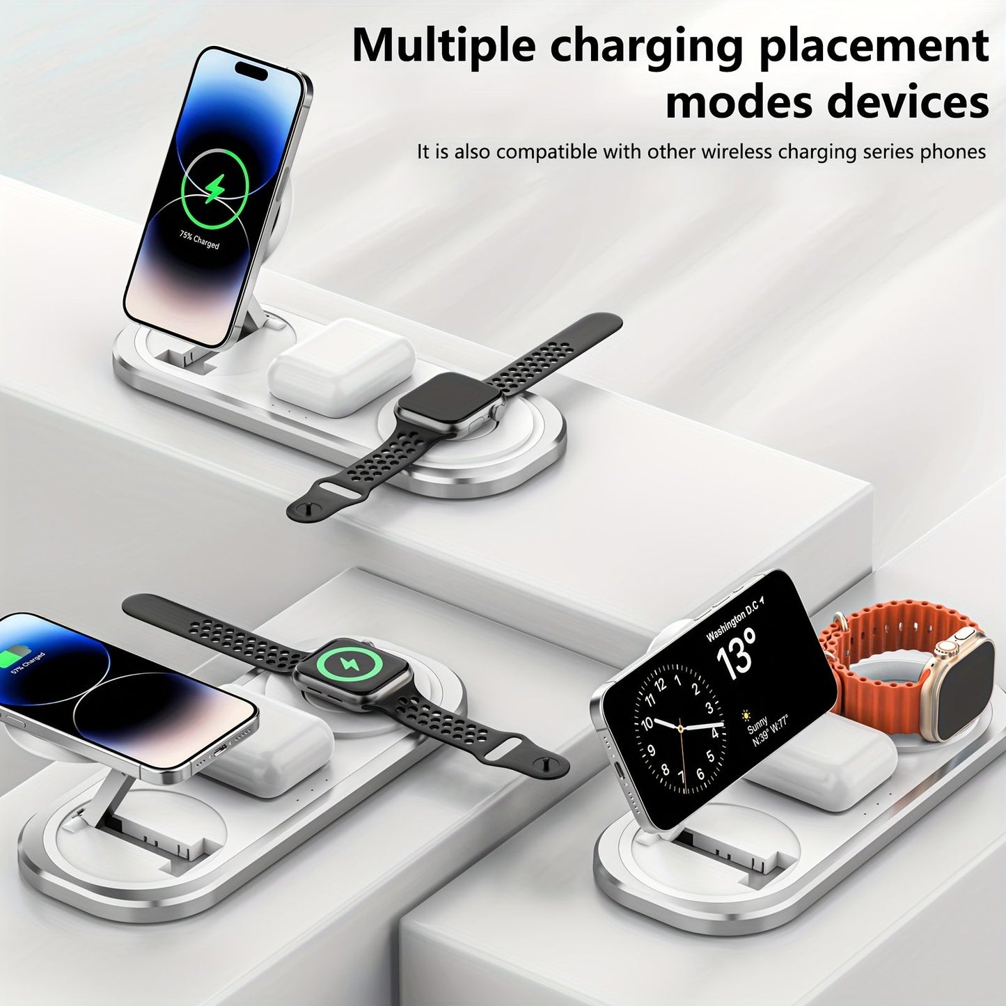 3 in 1 15w wireless fast charger iphone foldable charging image 9